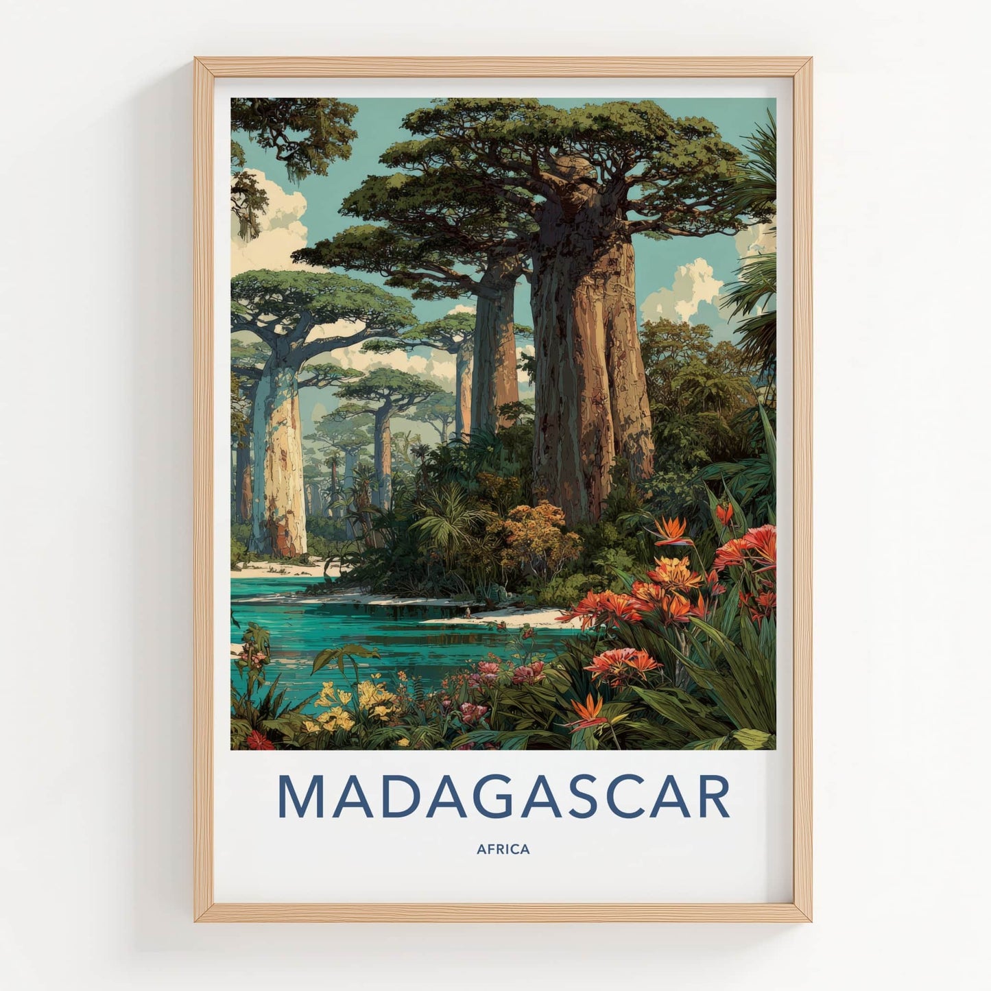 Madagascar Poster - Africa Framed Print - Towering Baobab Landscape Framed Decor
