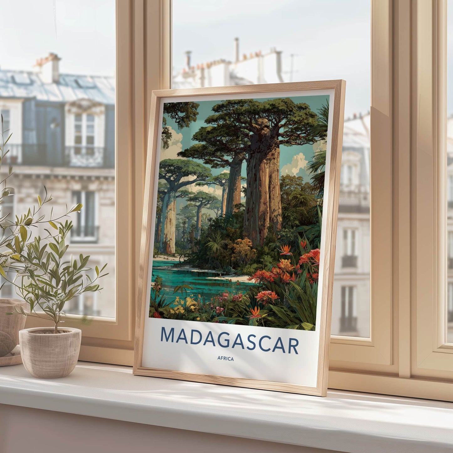 Madagascar Poster - Africa Framed Print - Towering Baobab Landscape Framed Decor