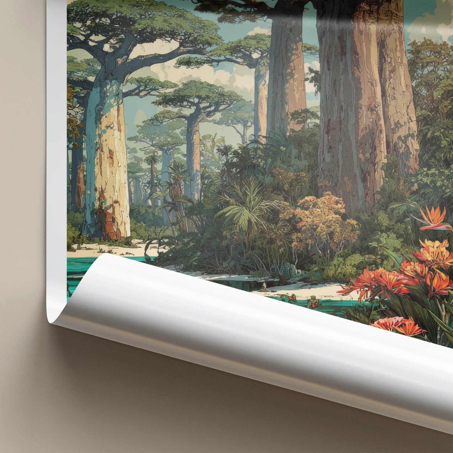 Madagascar Poster - Africa Framed Print - Towering Baobab Landscape Framed Decor