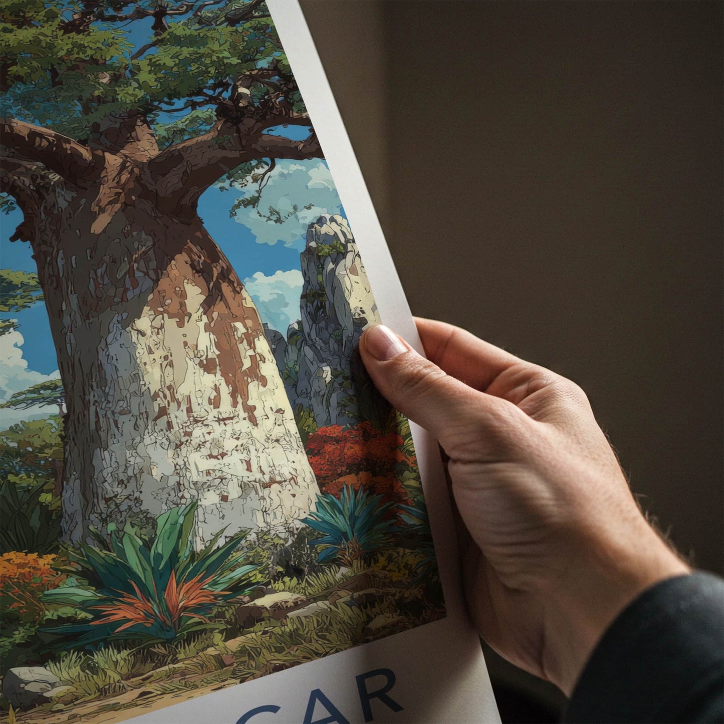 Madagascar Poster - Africa Travel Art - Tropical Baobab Landscape Home Decor
