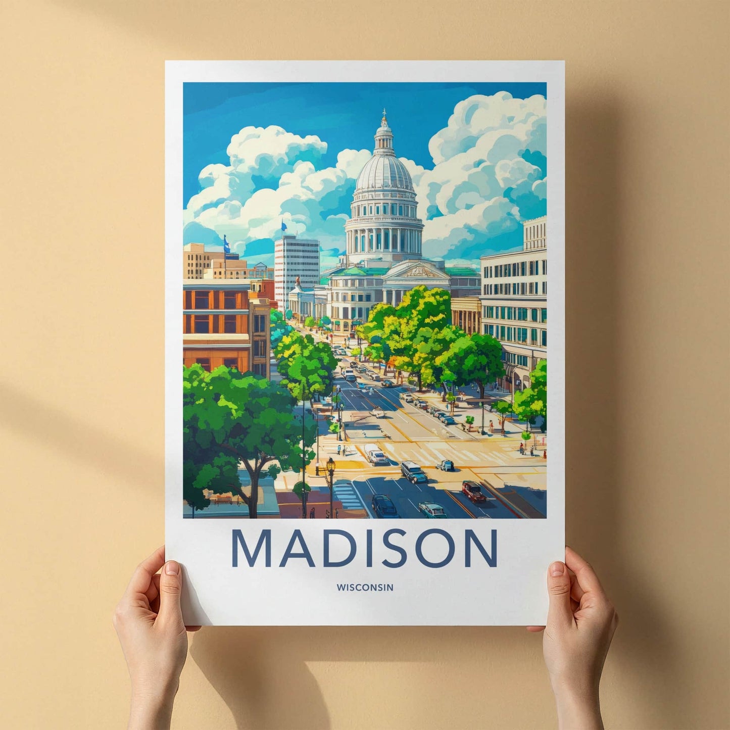 Madison Poster - Wisconsin Framed Print - Vibrant Capitol City Framed Decor