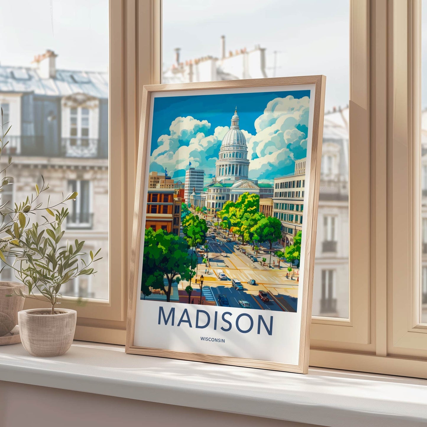 Madison Poster - Wisconsin Framed Print - Vibrant Capitol City Framed Decor