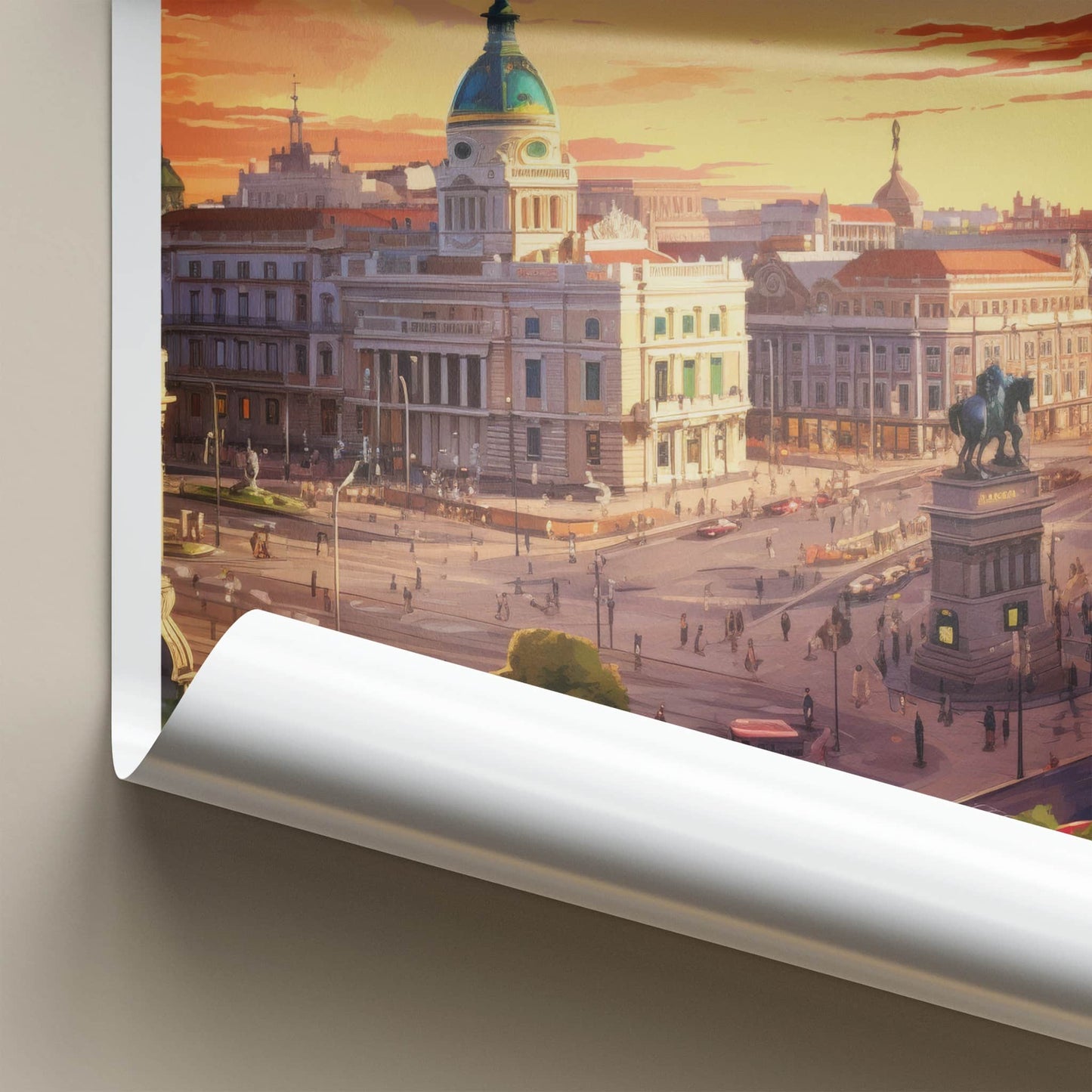 Madrid Poster - Spain Travel Art - Urban Evening Scene Home Decor