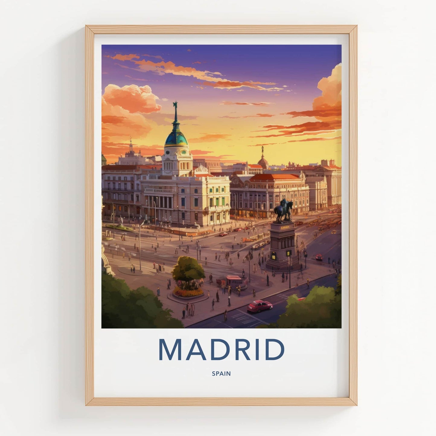 Madrid Poster - Spain Travel Art - Urban Evening Scene Home Decor