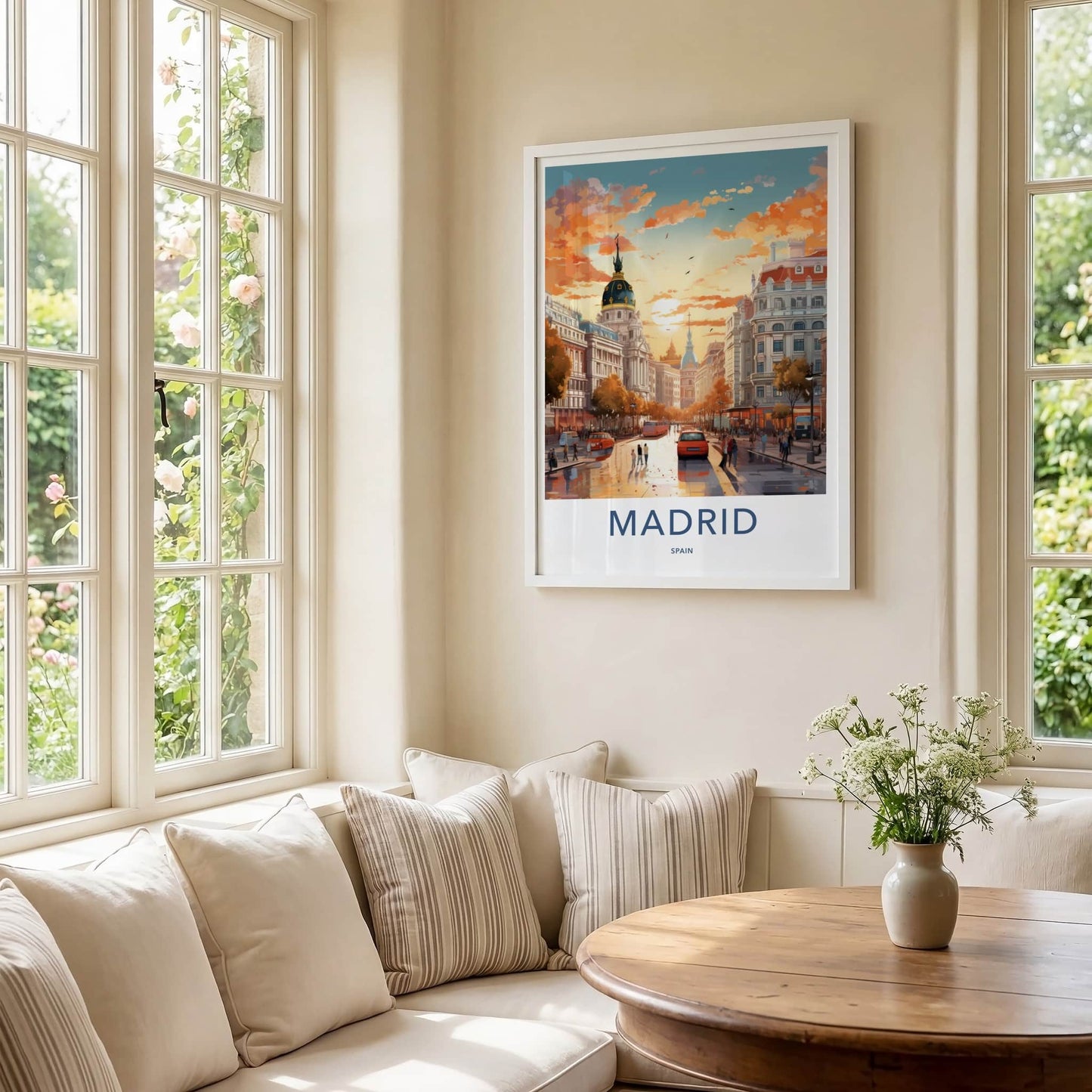 Madrid Poster - Spain Travel Art - Vibrant City Sunset Home Decor