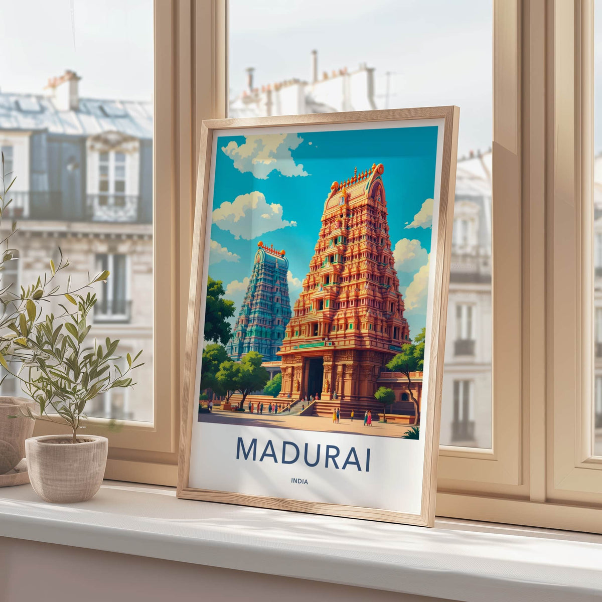 Madurai Poster - India Art Print - Tamil Nadu Ornate Temple Towers Wall Decor