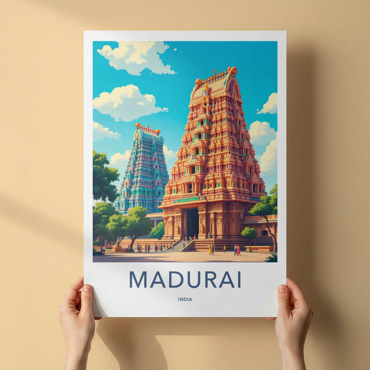 Madurai Poster - India Art Print - Tamil Nadu Ornate Temple Towers Wall Decor