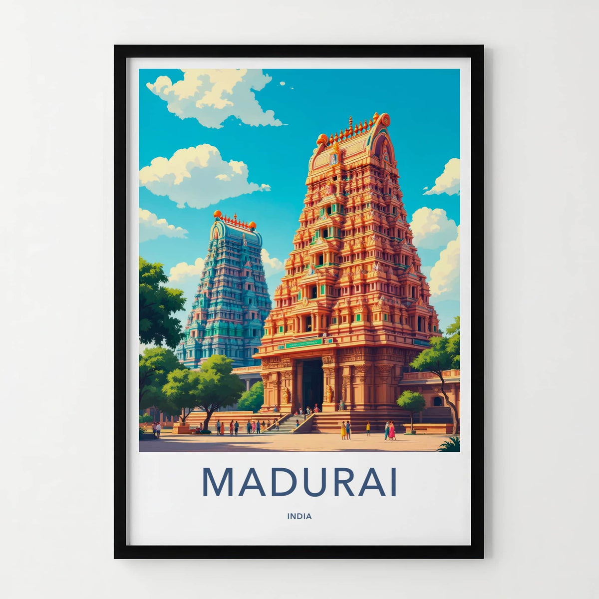 Madurai Poster - India Art Print - Tamil Nadu Ornate Temple Towers Wall Decor