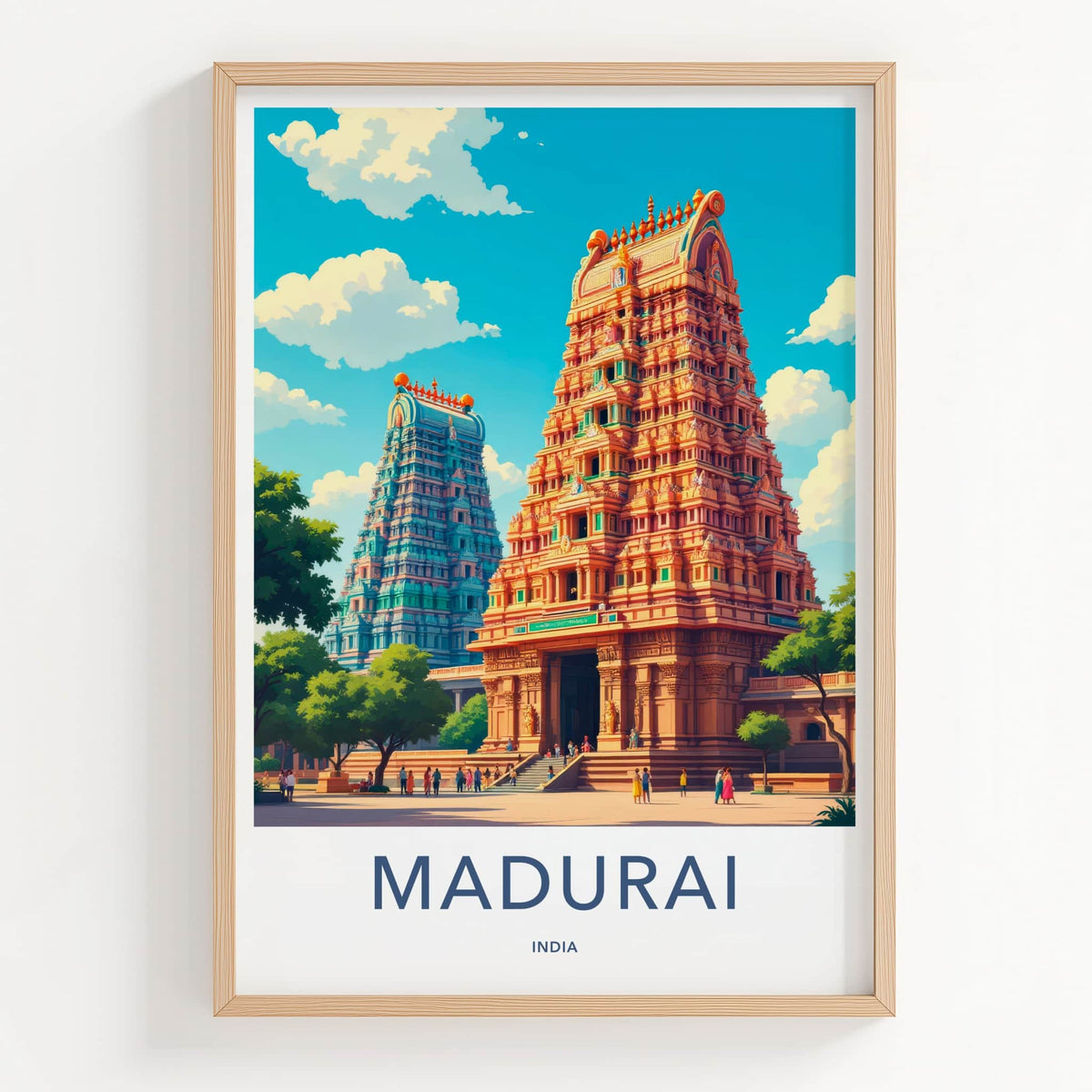 Madurai Poster - India Art Print - Tamil Nadu Ornate Temple Towers Wall Decor