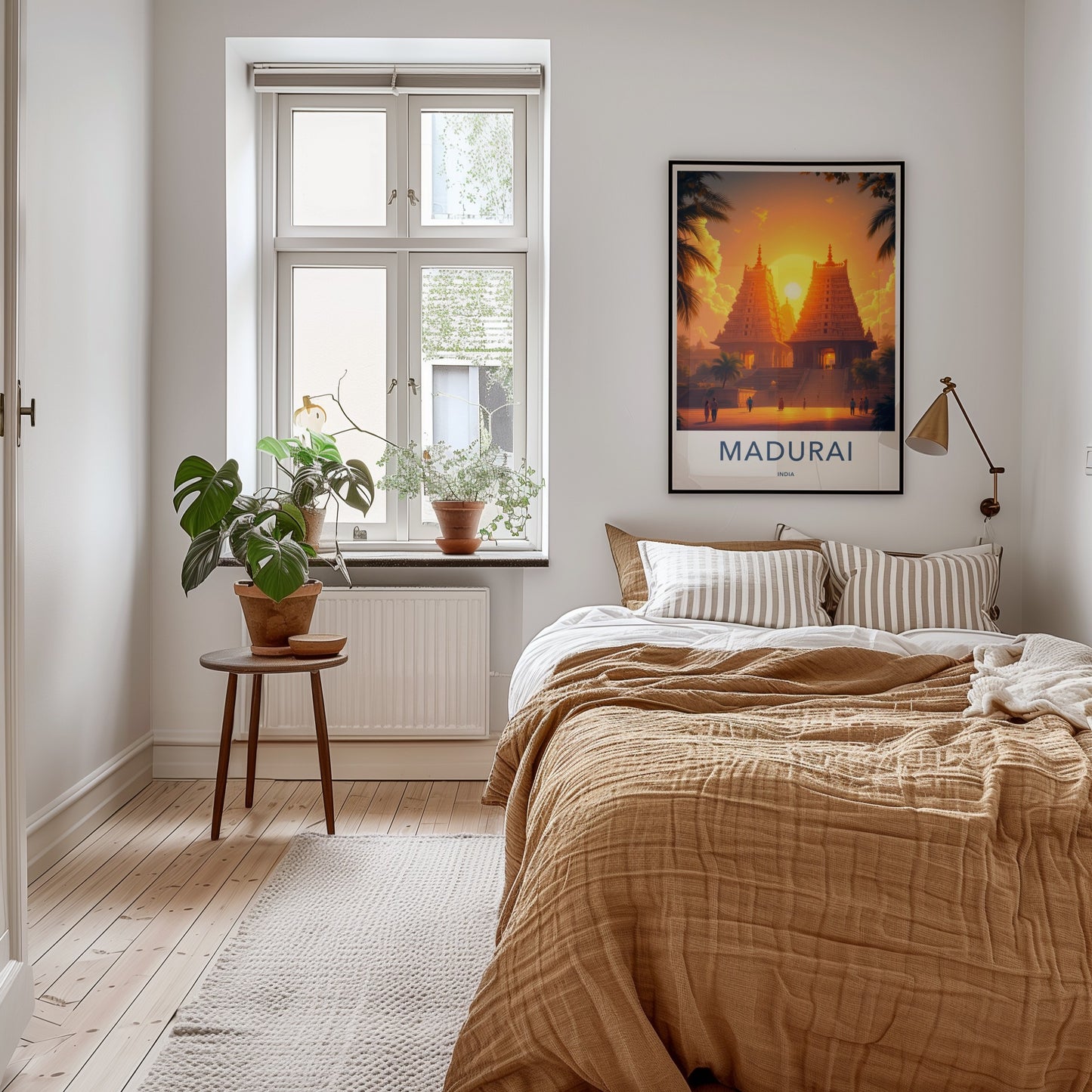 Madurai Poster - India Travel Art - Tamil Nadu Golden Temple Sunset Home Decor