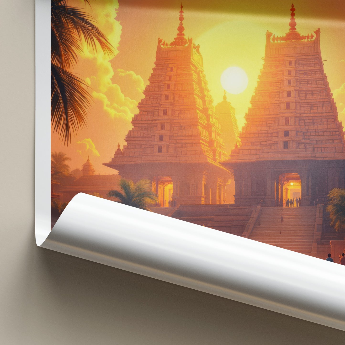 Madurai Poster - India Travel Art - Tamil Nadu Golden Temple Sunset Home Decor
