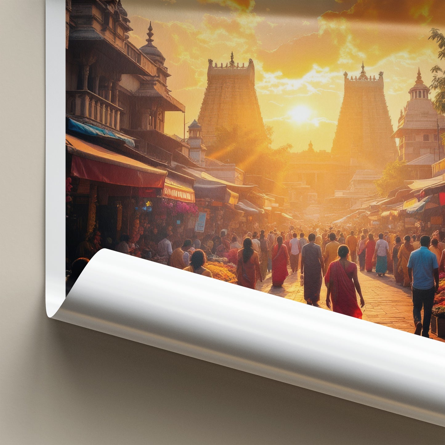 Madurai Poster - India Travel Art - Tamil Nadu Temple Sunset Wall Decor