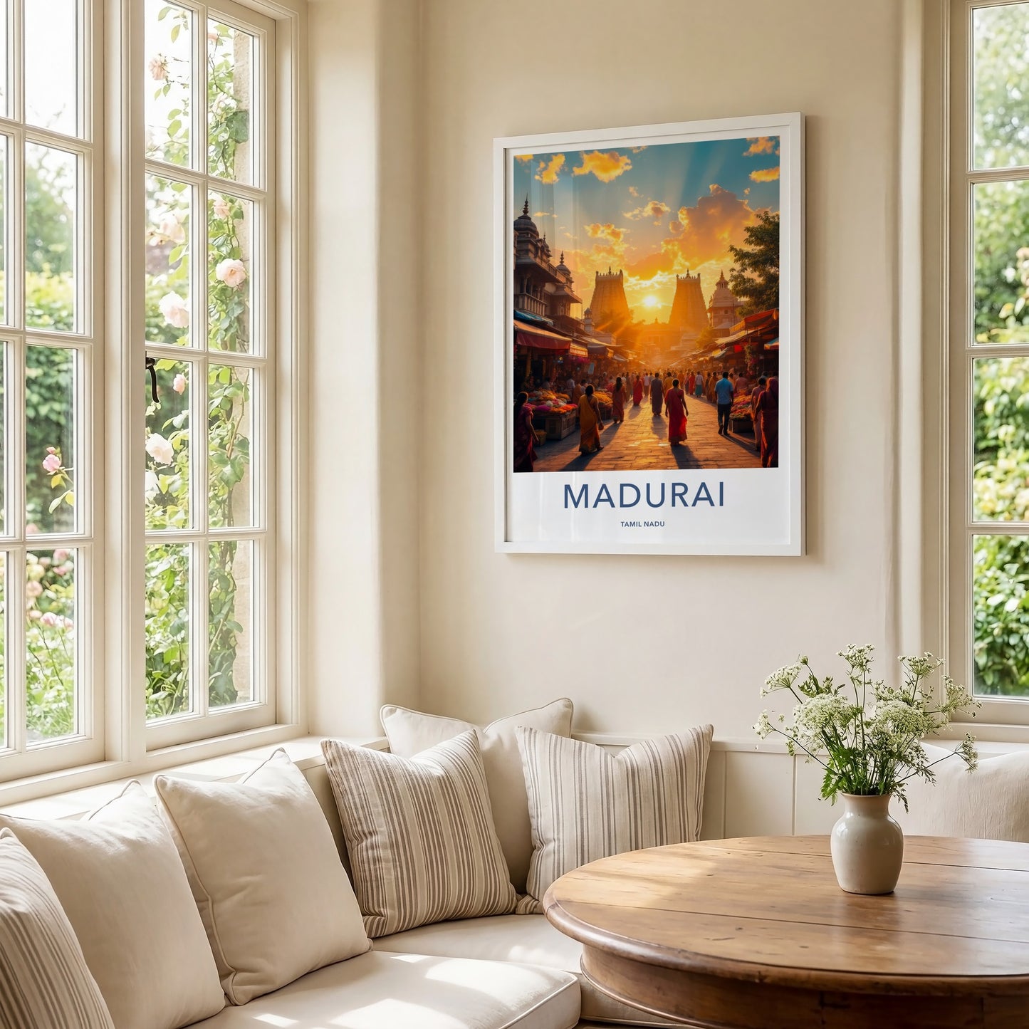 Madurai Poster - India Travel Art - Tamil Nadu Temple Sunset Wall Decor