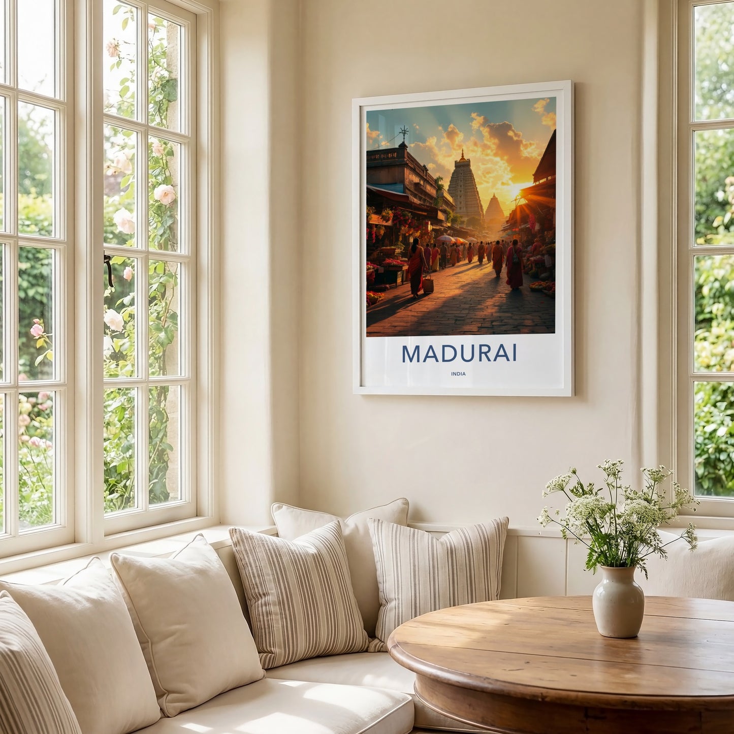Madurai Poster - India Travel Art - Tamil Nadu Vibrant Street Sunset Home Decor