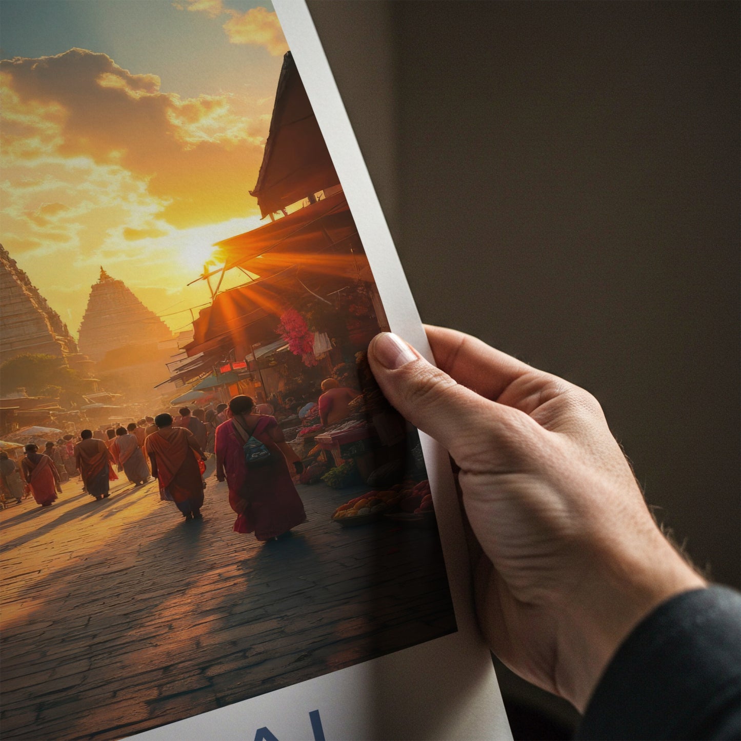 Madurai Poster - India Travel Art - Tamil Nadu Vibrant Street Sunset Home Decor
