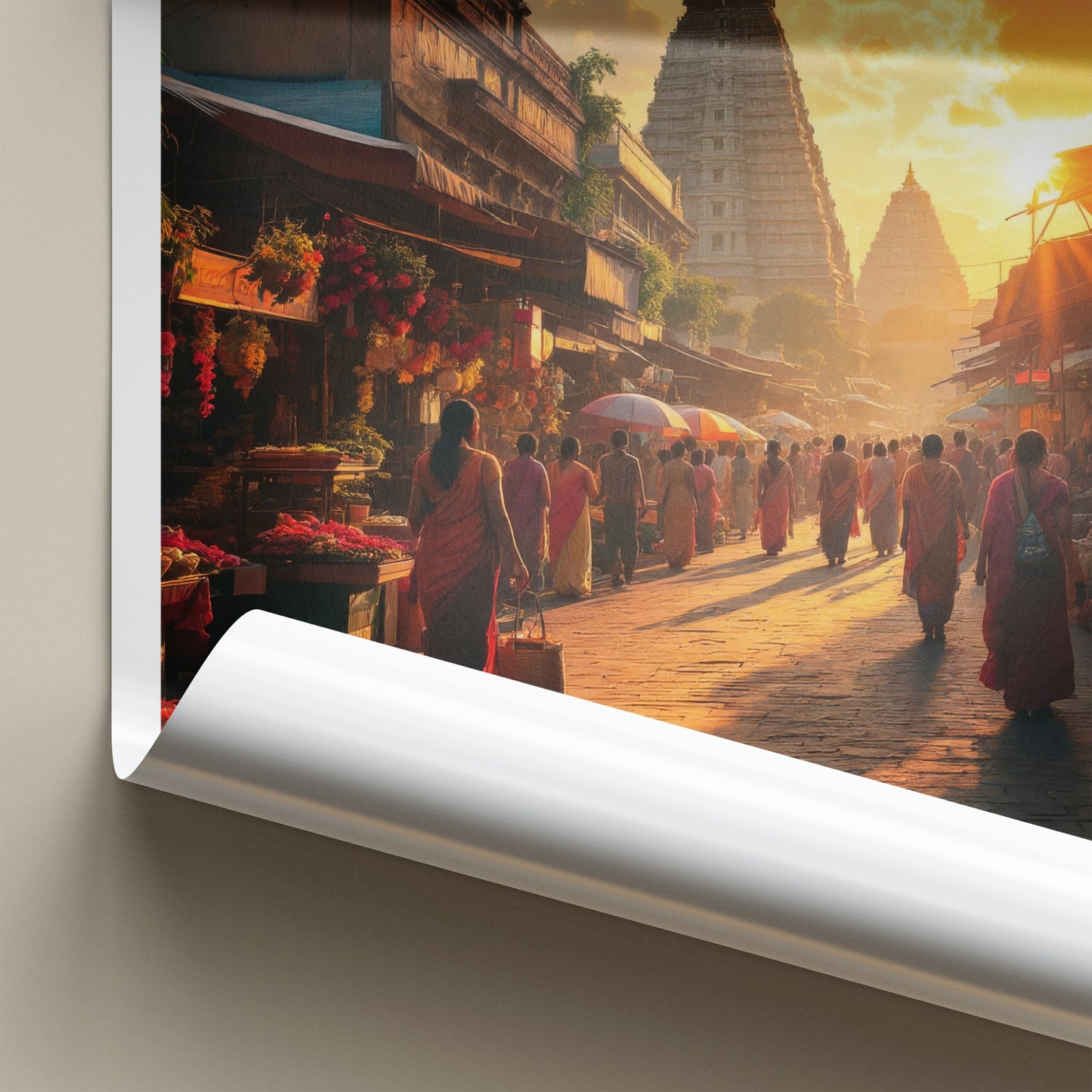 Madurai Poster - India Travel Art - Tamil Nadu Vibrant Street Sunset Home Decor