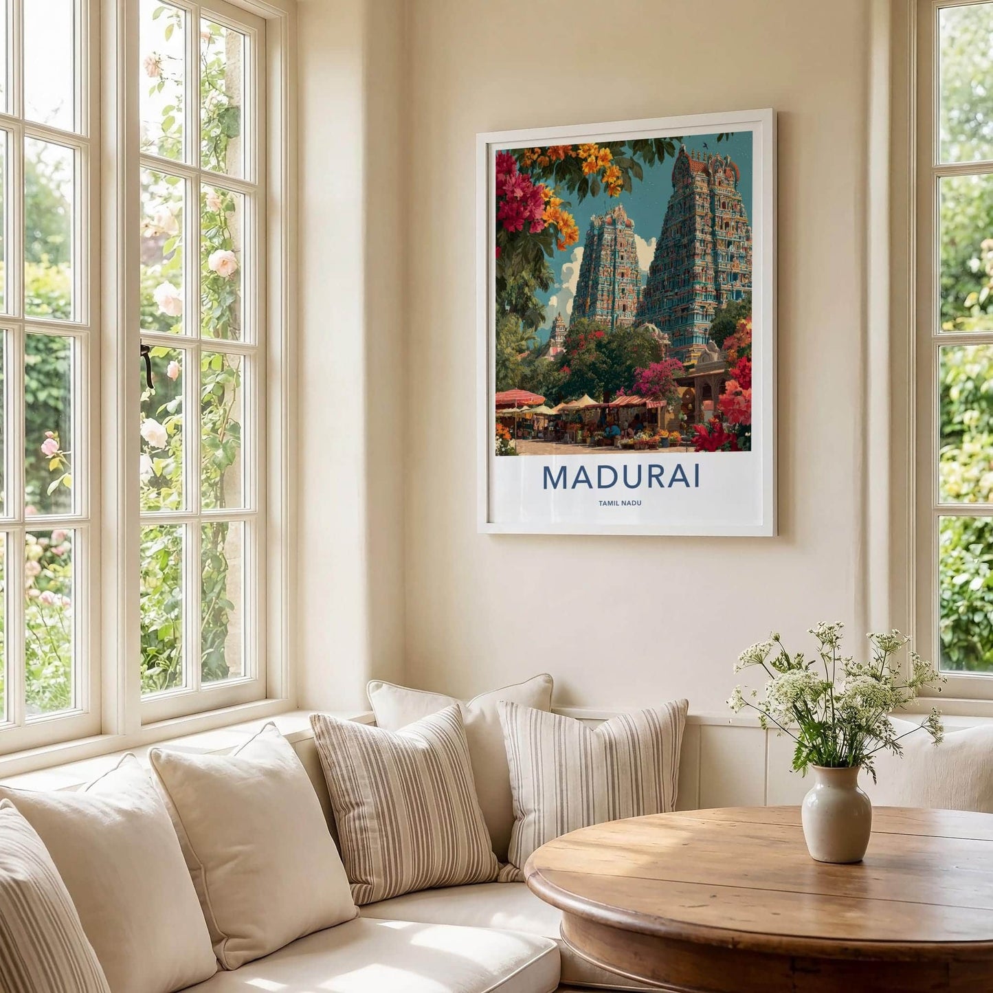Madurai Poster - India Wall Art - Tamil Nadu Colorful Gopuram Market Gift