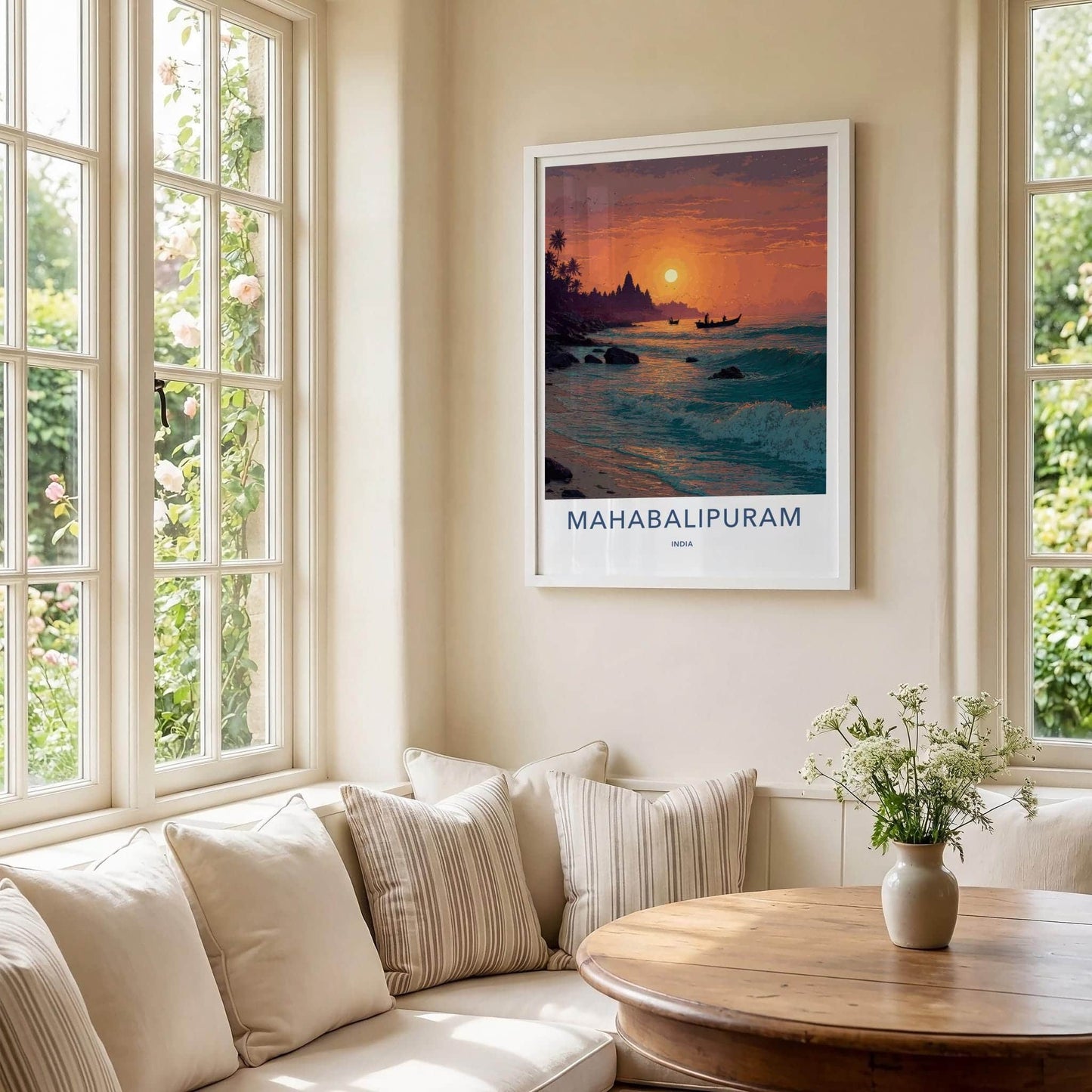 Mahabalipuram Poster - India Fine Art - Tamil Nadu Temple Ocean Sunset Gift
