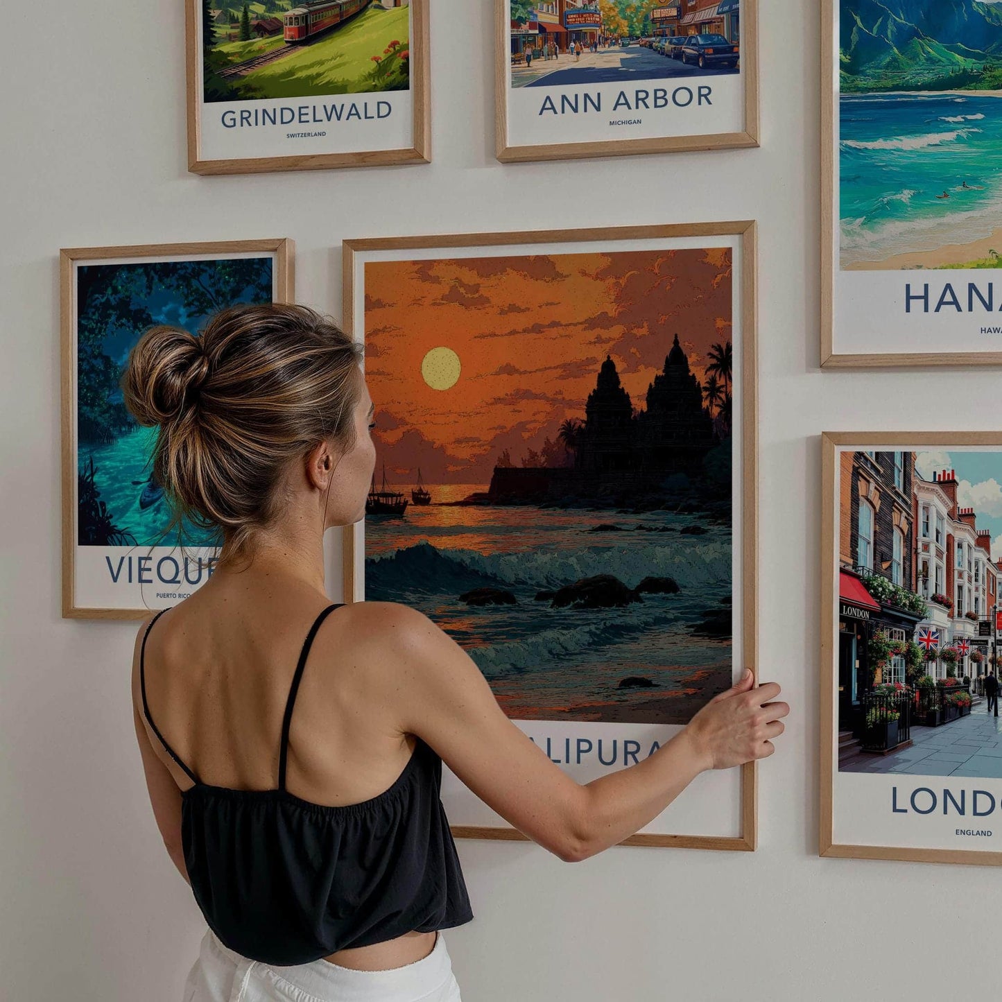 Mahabalipuram Poster - India Travel Art - Tamil Nadu Coastal Temple Sunset Home Decor