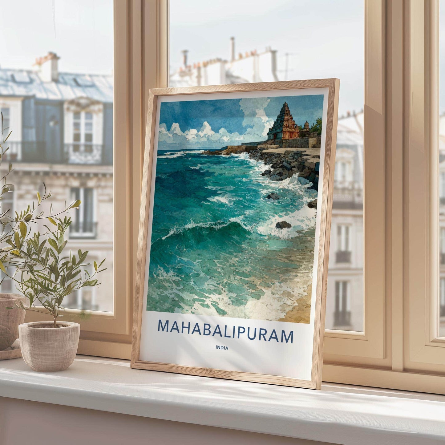 Mahabalipuram Poster - India Travel Art - Tamil Nadu Shore Temple Home Decor