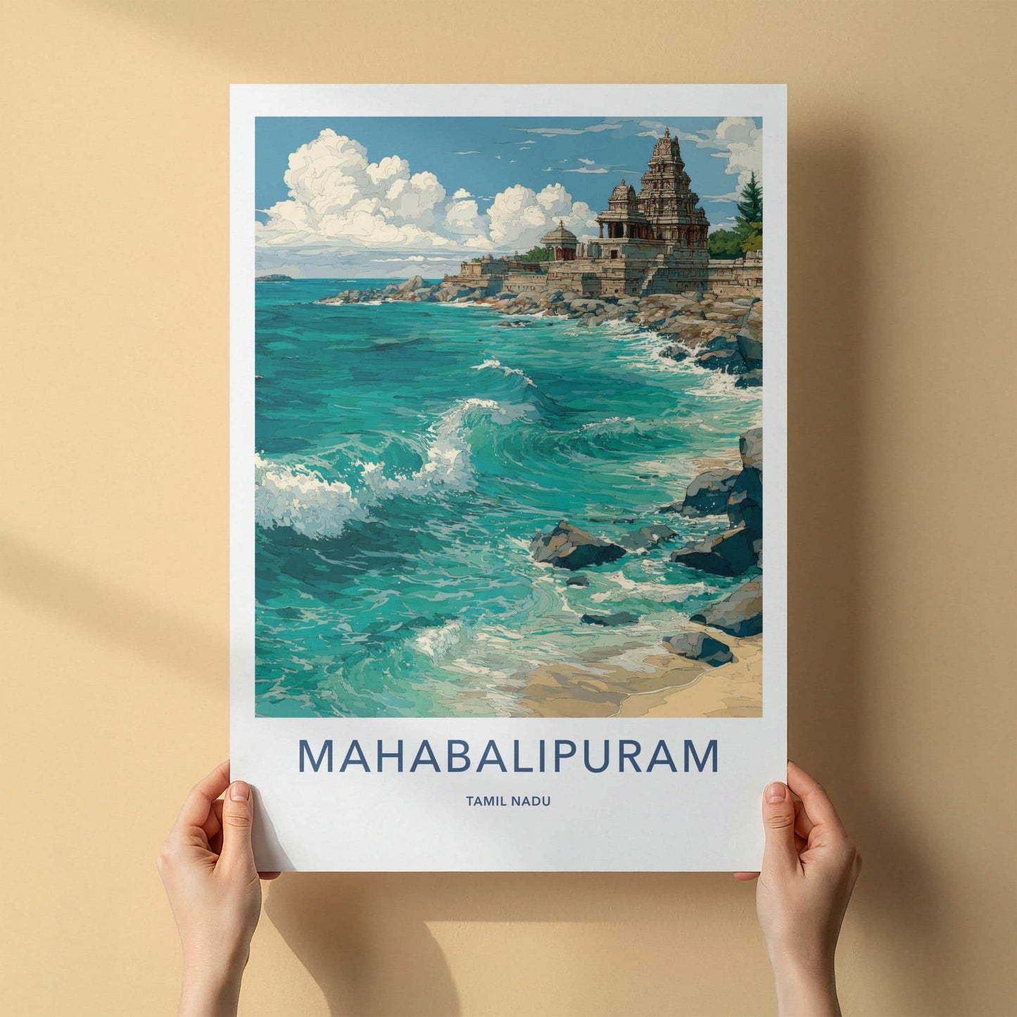 Mahabalipuram Poster - India Wall Art - Tamil Nadu Ancient Temple Coast Gift