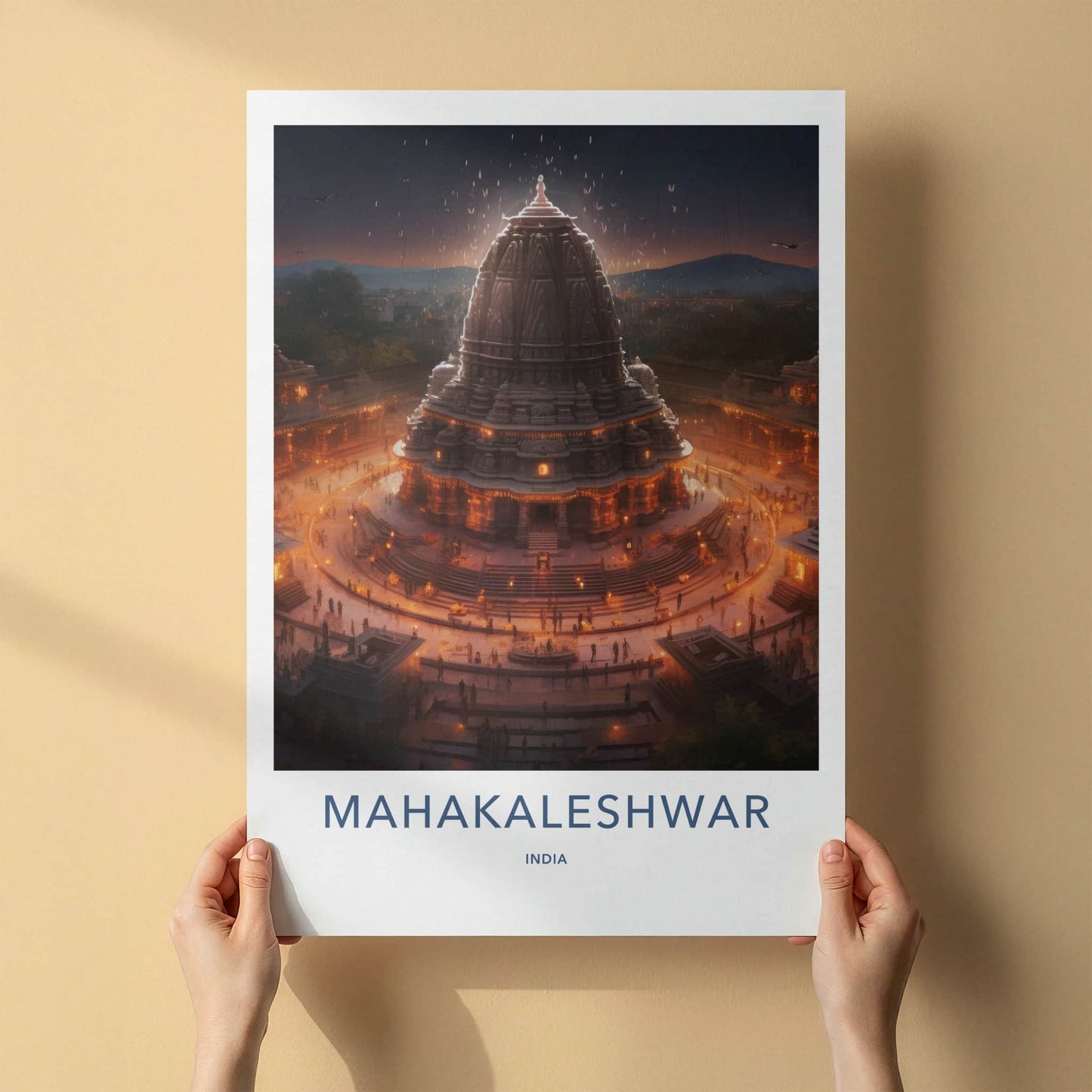 Mahakaleshwar Poster - India Travel Art - Madhya Pradesh Lit Temple Home Decor
