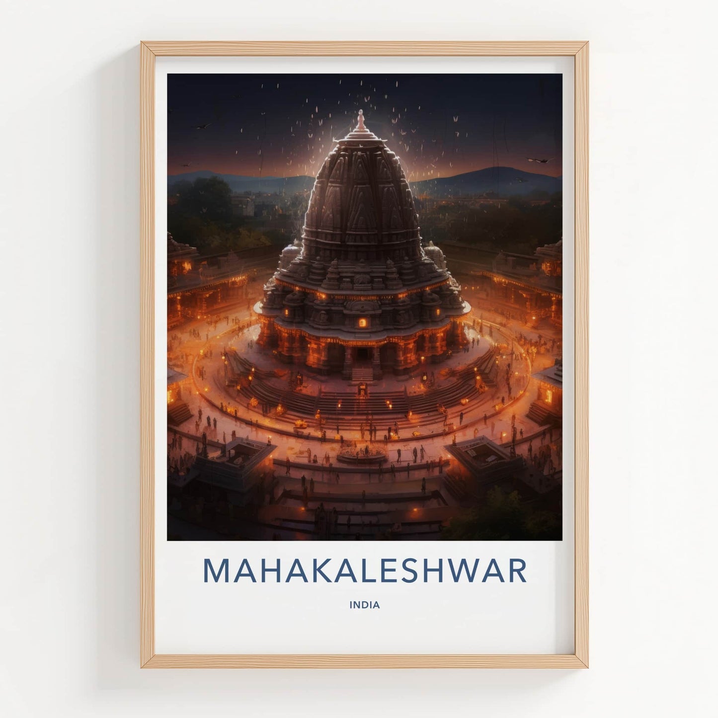 Mahakaleshwar Poster - India Travel Art - Madhya Pradesh Lit Temple Home Decor