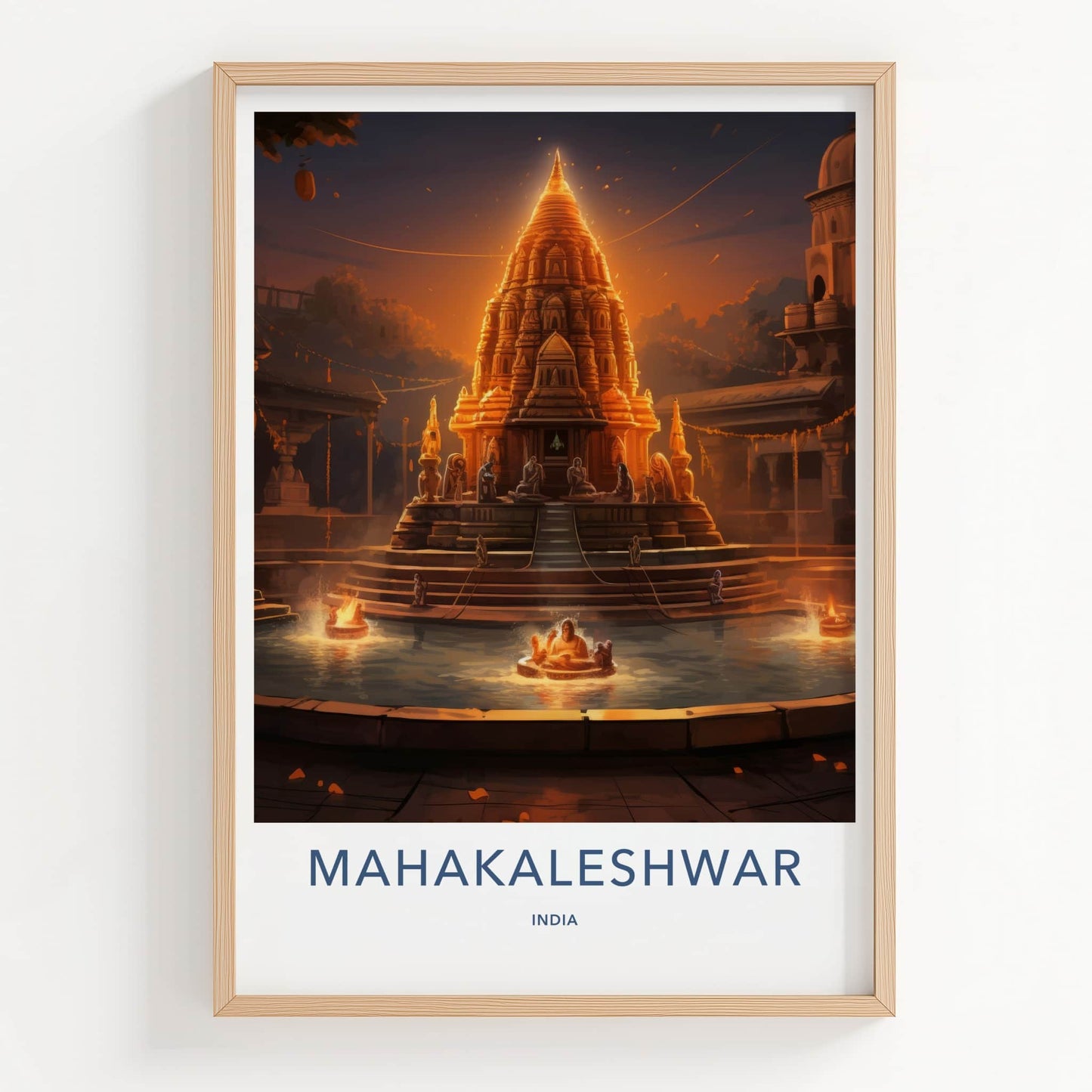 Mahakaleshwar Poster - India Travel Art - Madhya Pradesh Radiant Temple Complex Home Decor