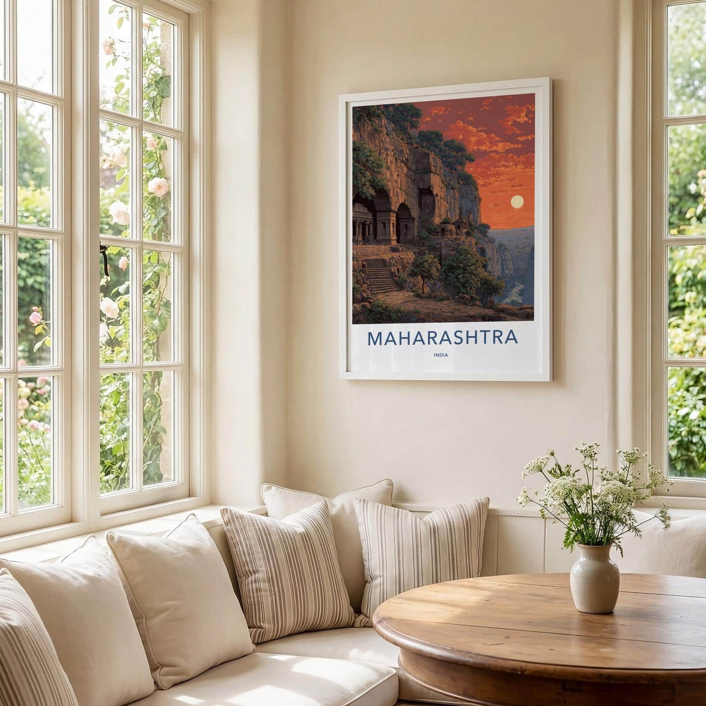 Maharashtra Poster - India Art Print - Maharashtra Caves Sunset Home Decor
