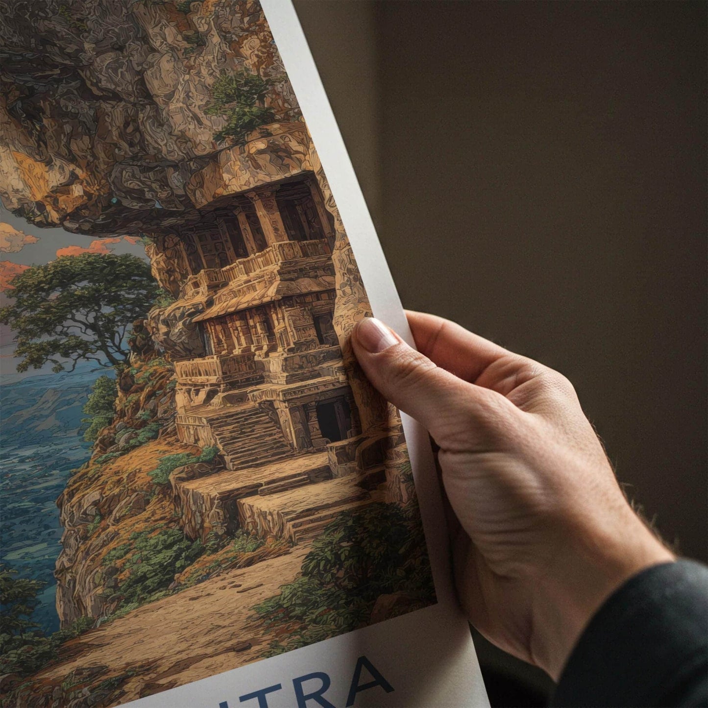 Maharashtra Poster - India Travel Art - Maharashtra Ancient Cave Site Home Decor