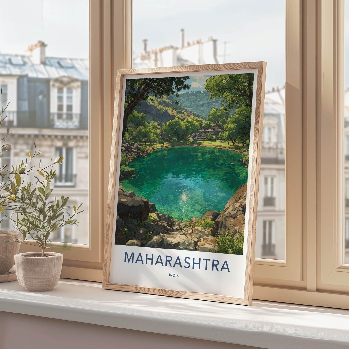Maharashtra Poster - India Travel Print - Deccan Plateau Steps Framed Decor