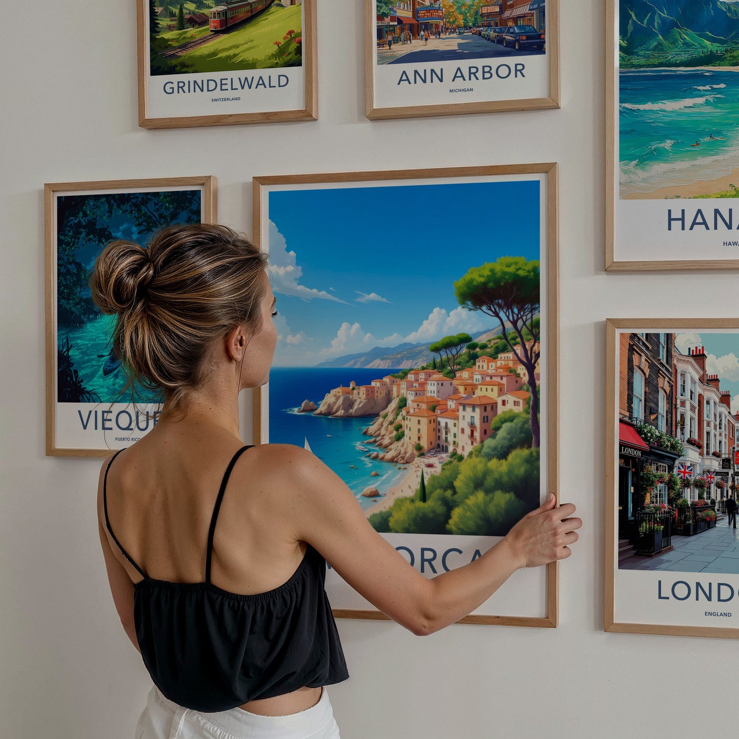 Majorca Poster - Spain Travel Art - Sunny Coastal Village Home Decor