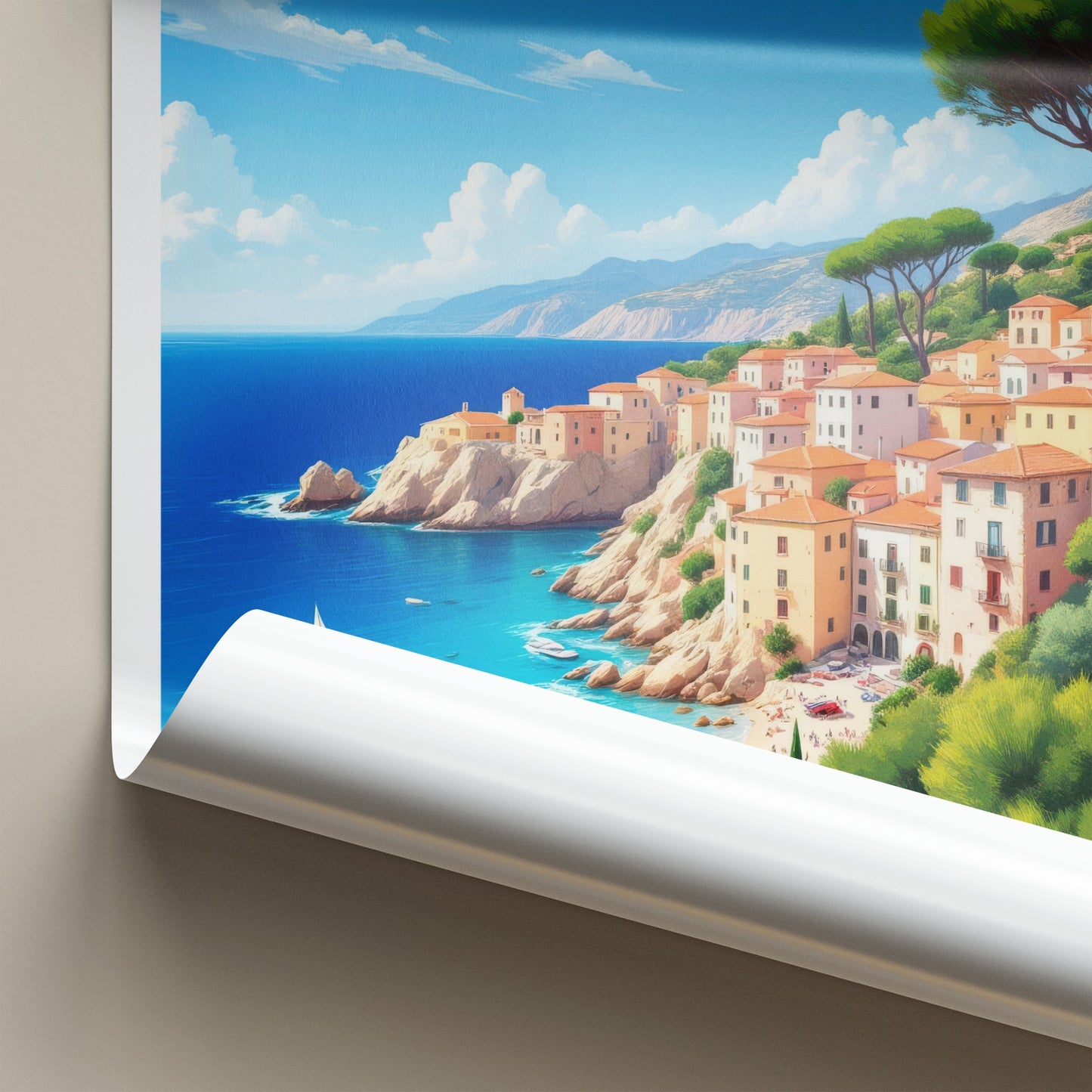 Majorca Poster - Spain Travel Art - Sunny Coastal Village Home Decor