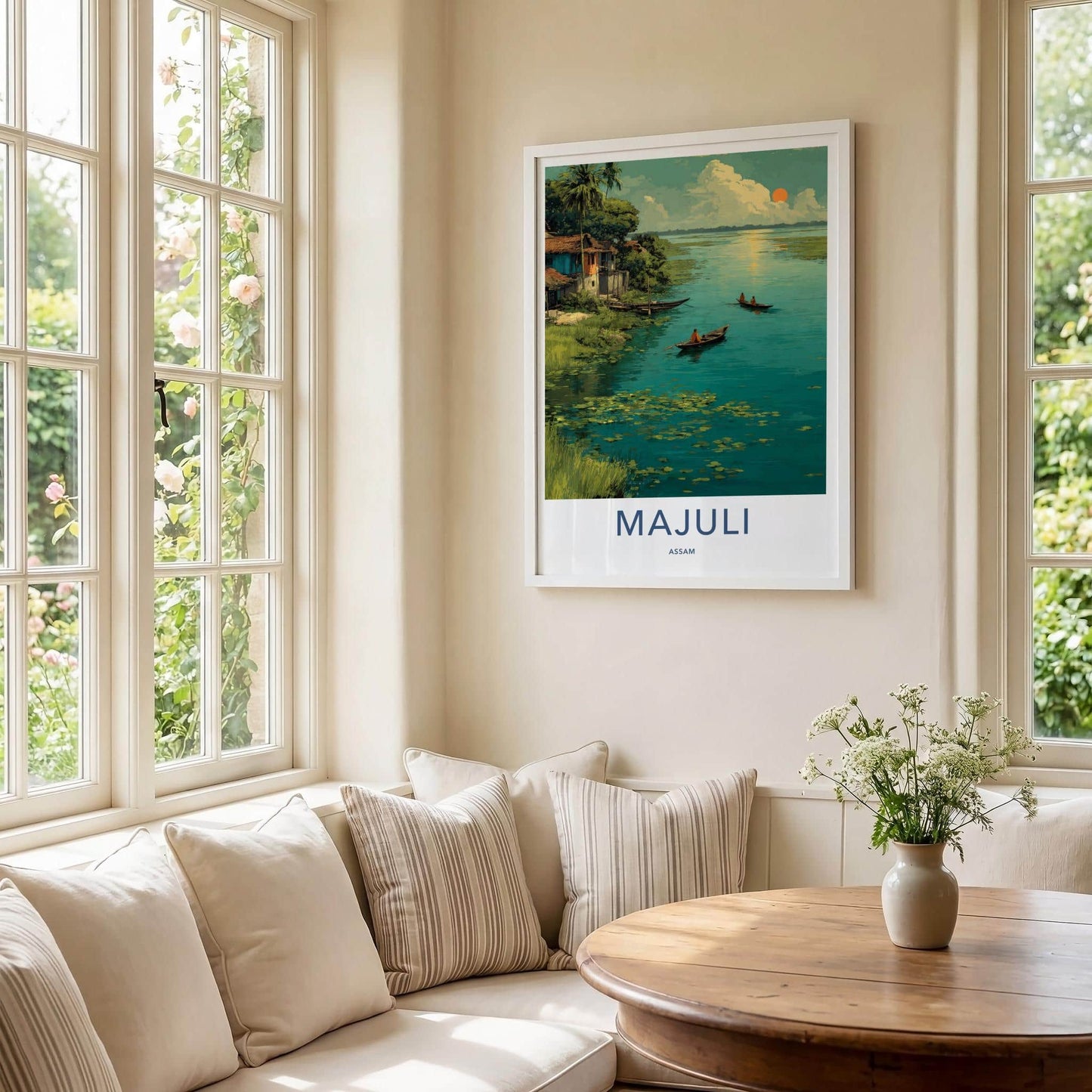 Majuli Poster - India Travel Art - Assam Golden Sunset Wall Decor