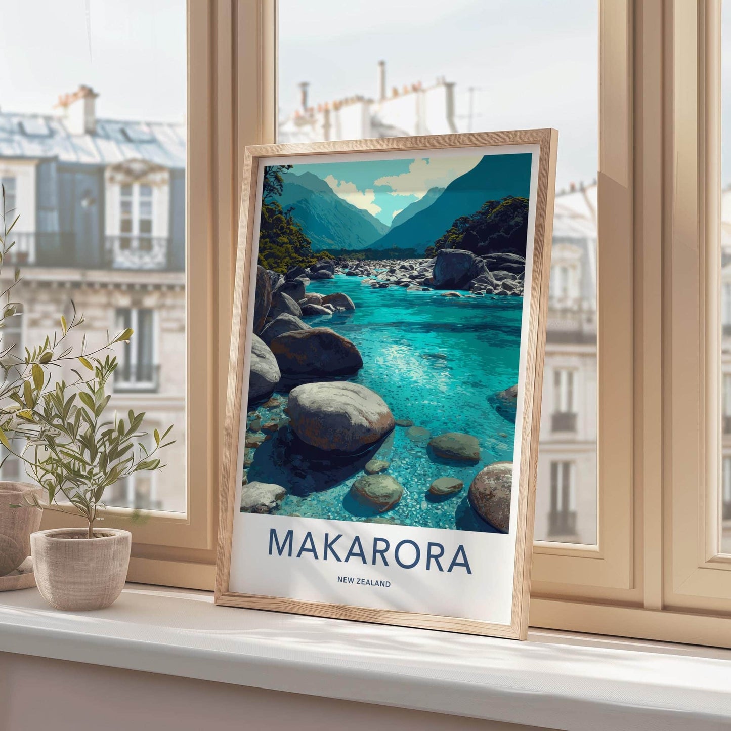 Makarora Poster - New Zealand Travel Art - Mountain River Valley Home Decor