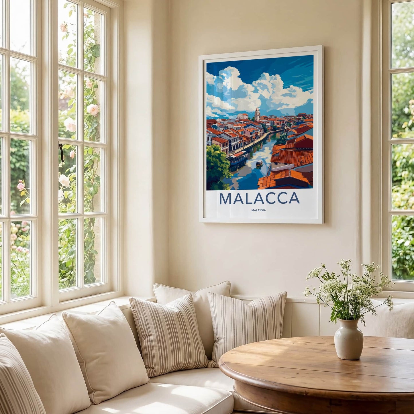 Malacca Poster - Malaysia Travel Art - Historic Canal District Wall Decor