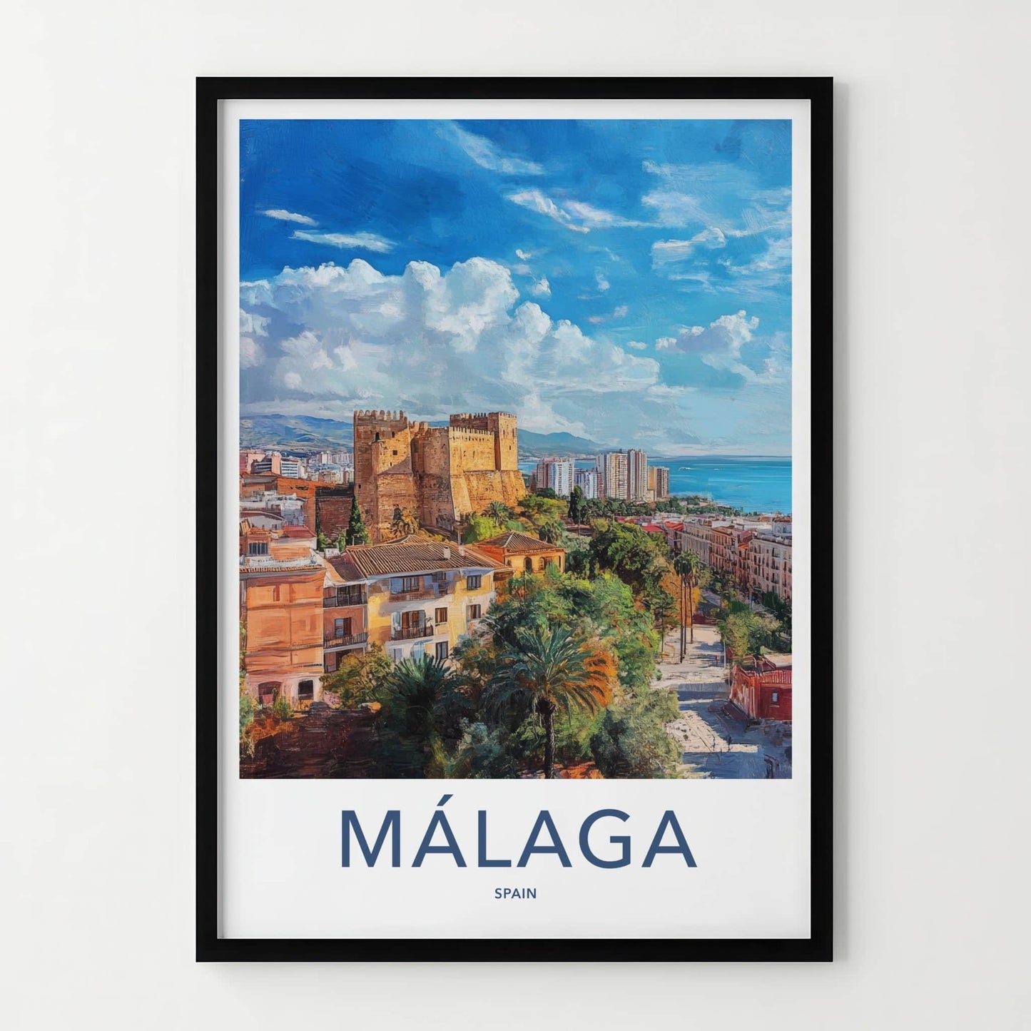 Malaga Poster - Spain Travel Art - Alcazaba City Seascape Home Decor