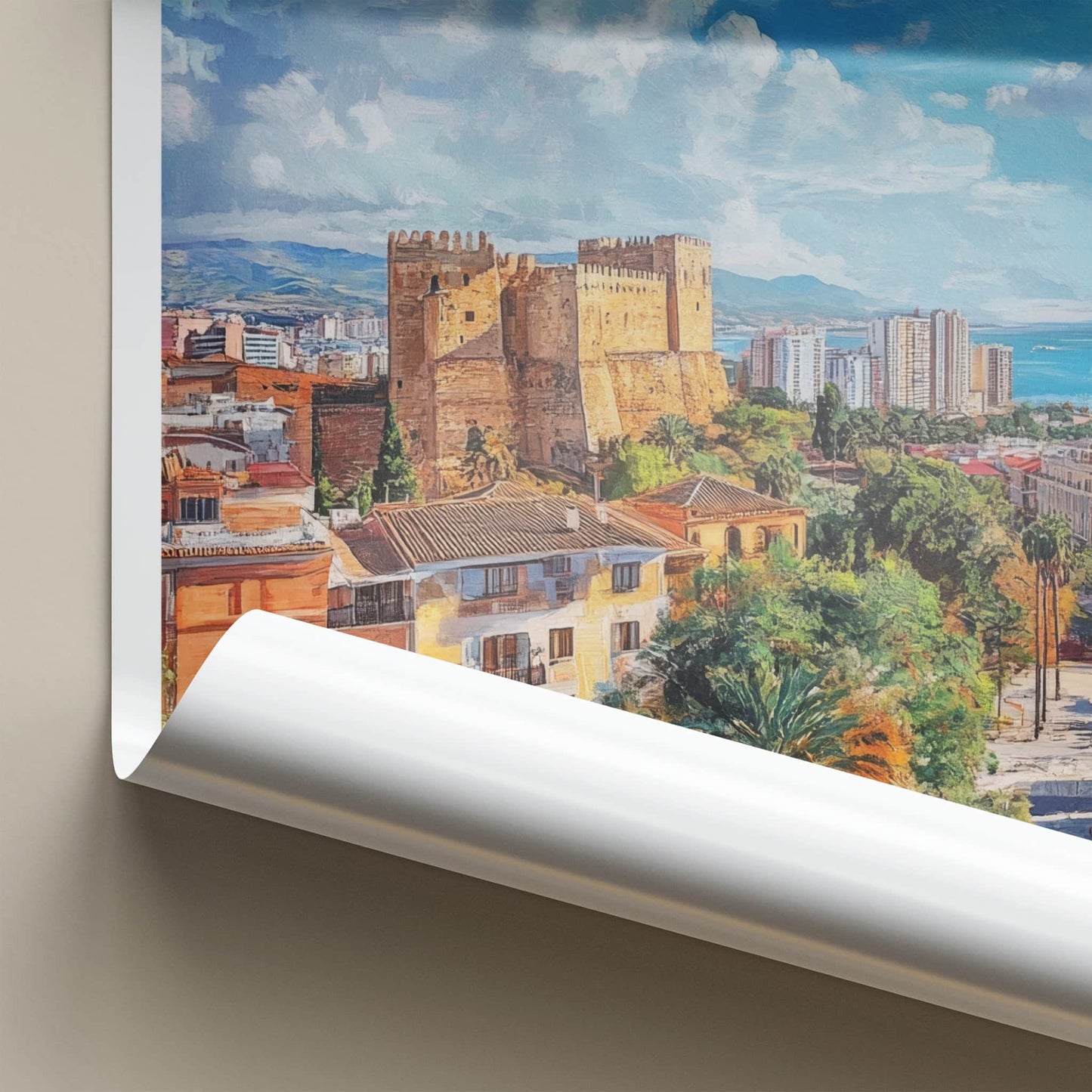 Malaga Poster - Spain Travel Art - Alcazaba City Seascape Home Decor