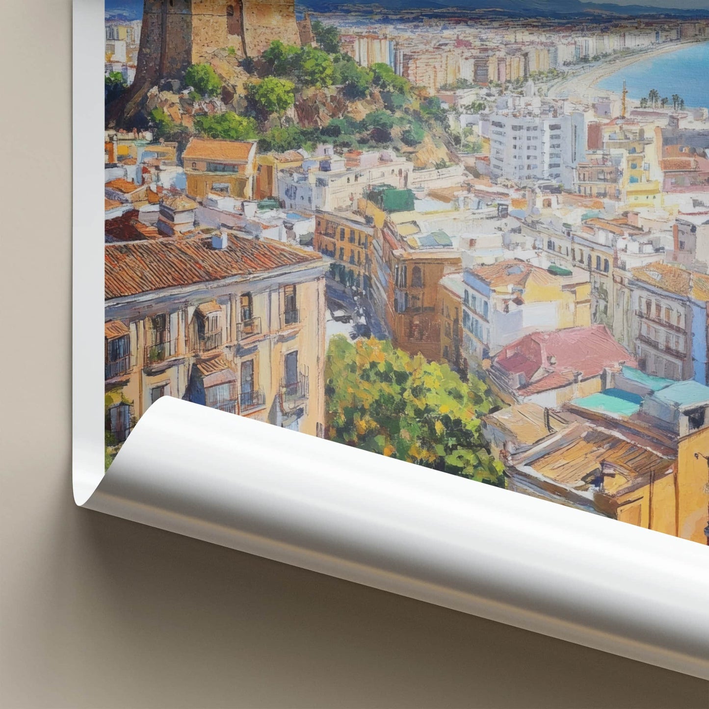 Malaga Poster - Spain Travel Art - Historic City Seascape Home Decor