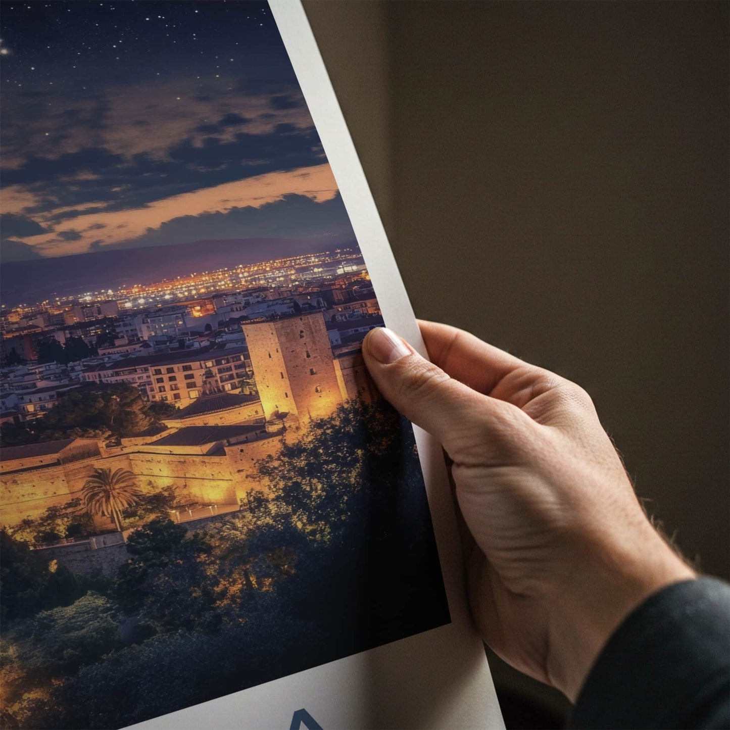 Malaga Poster - Spain Travel Art - Starry Castle City Home Decor