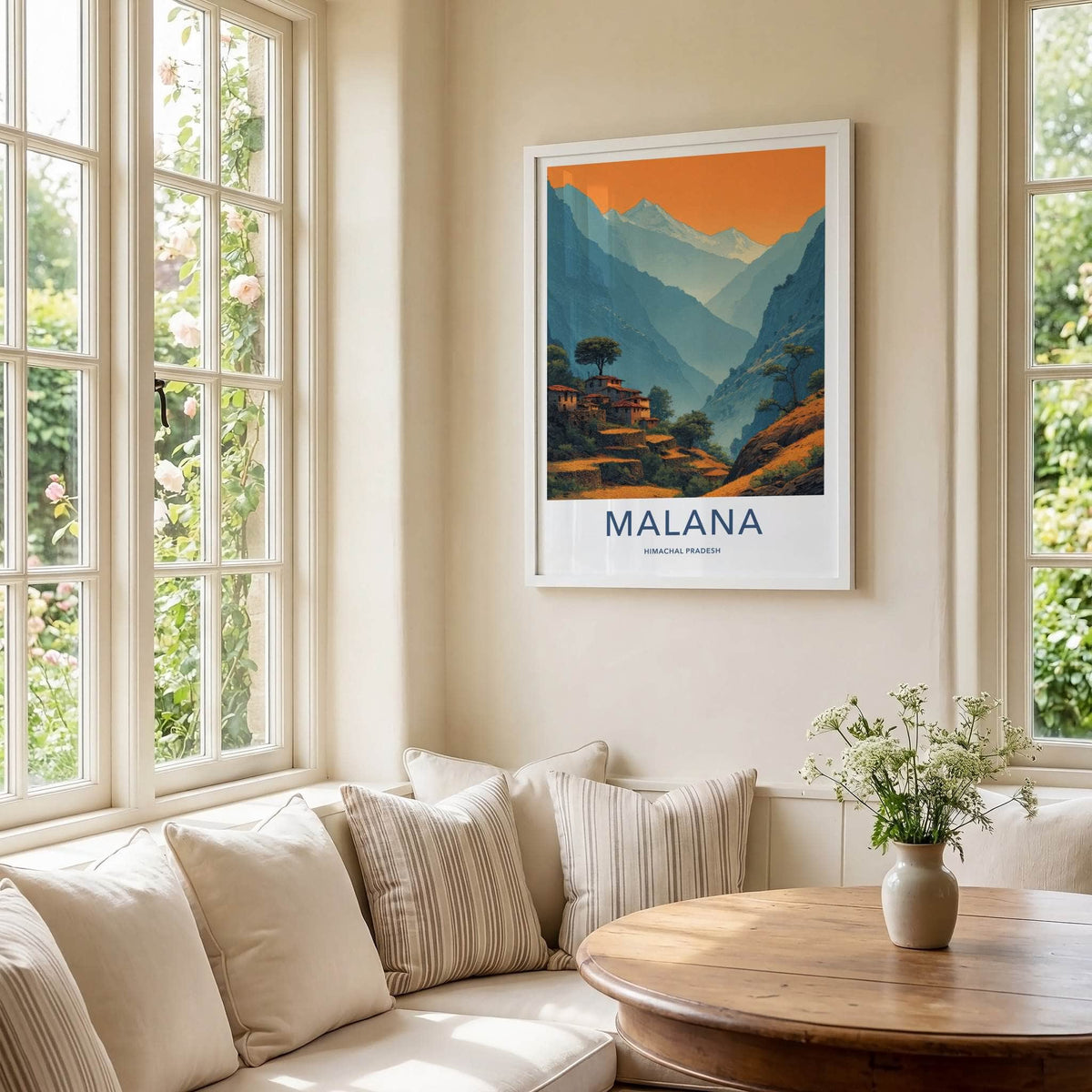 Malana Poster - Himachal Pradesh Valley Village Houses Art