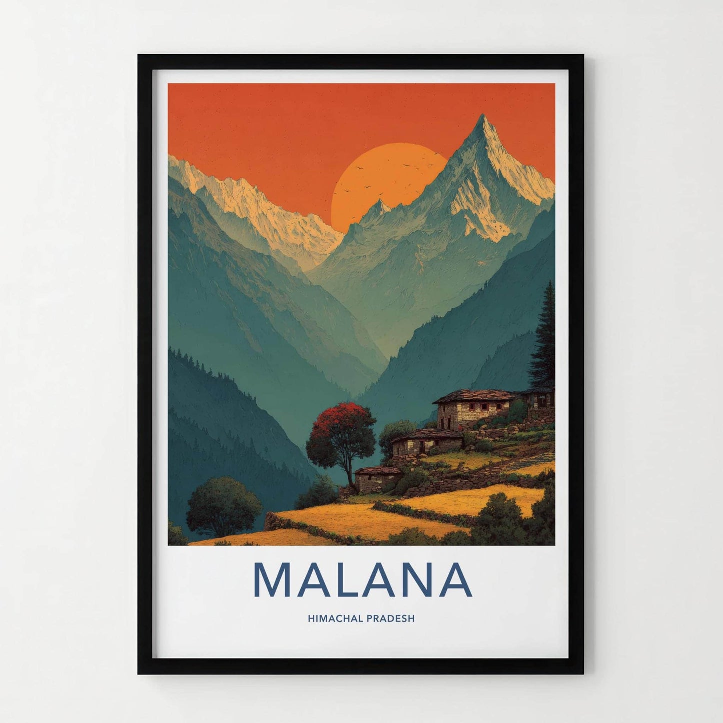 Malana Poster - India Travel Art - Himachal Mountain Village Home Decor