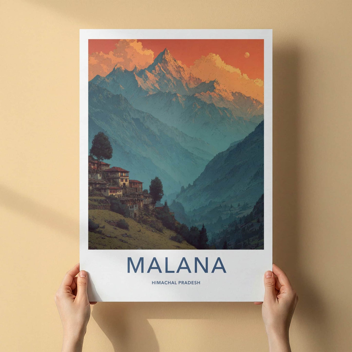 Malana Poster - India Travel Art - Mountain Village Himachal Pradesh Home Decor