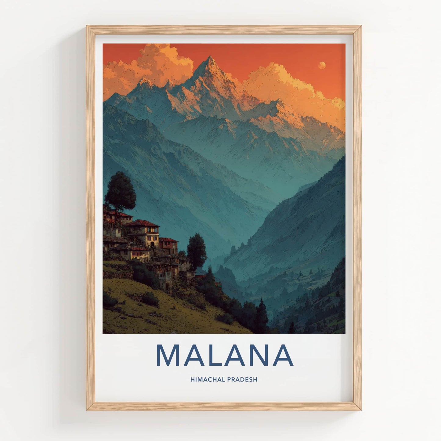 Malana Poster - India Travel Art - Mountain Village Himachal Pradesh Home Decor