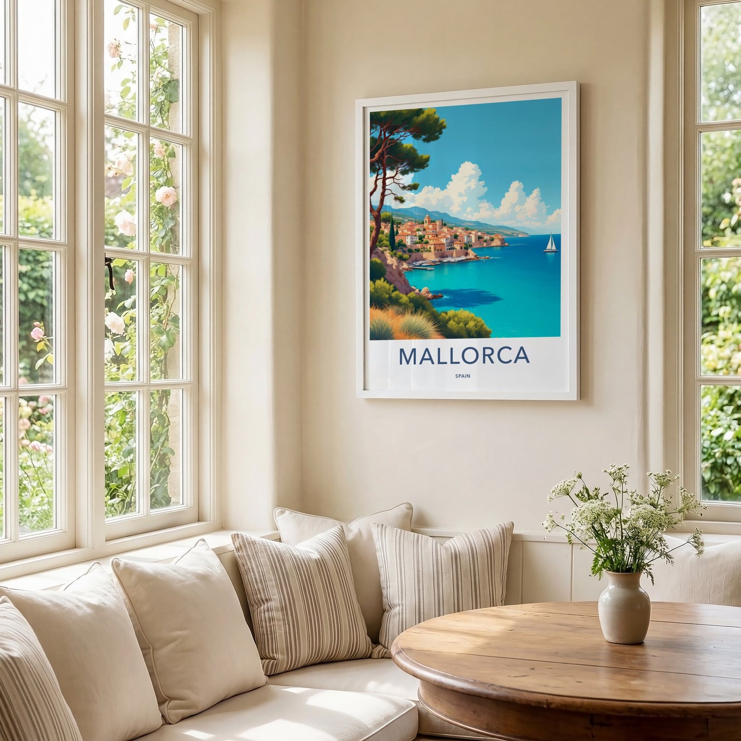 Mallorca Poster - Spain Travel Art - Scenic Coastal Village Wall Decor