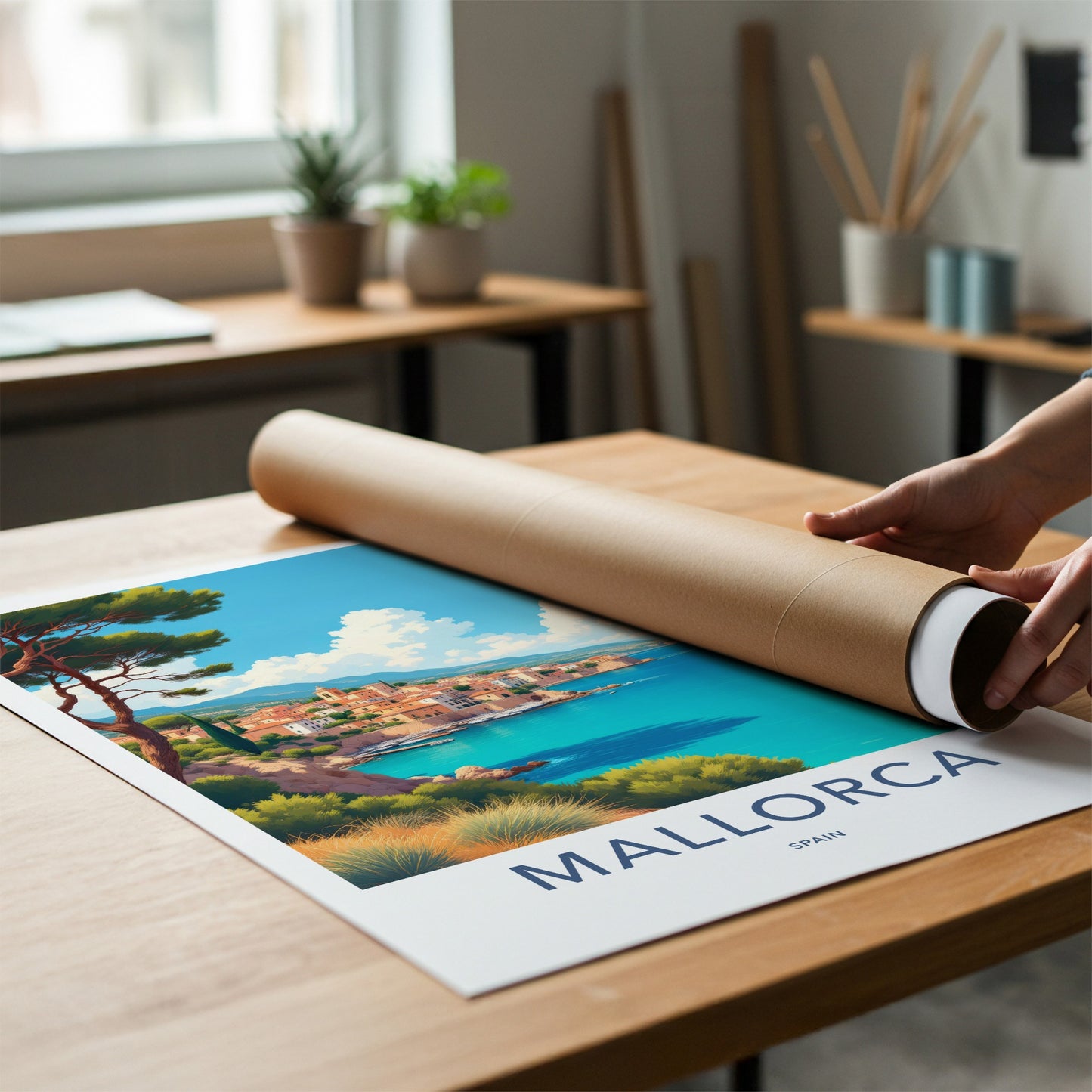 Mallorca Poster - Spain Travel Art - Scenic Coastal Village Wall Decor