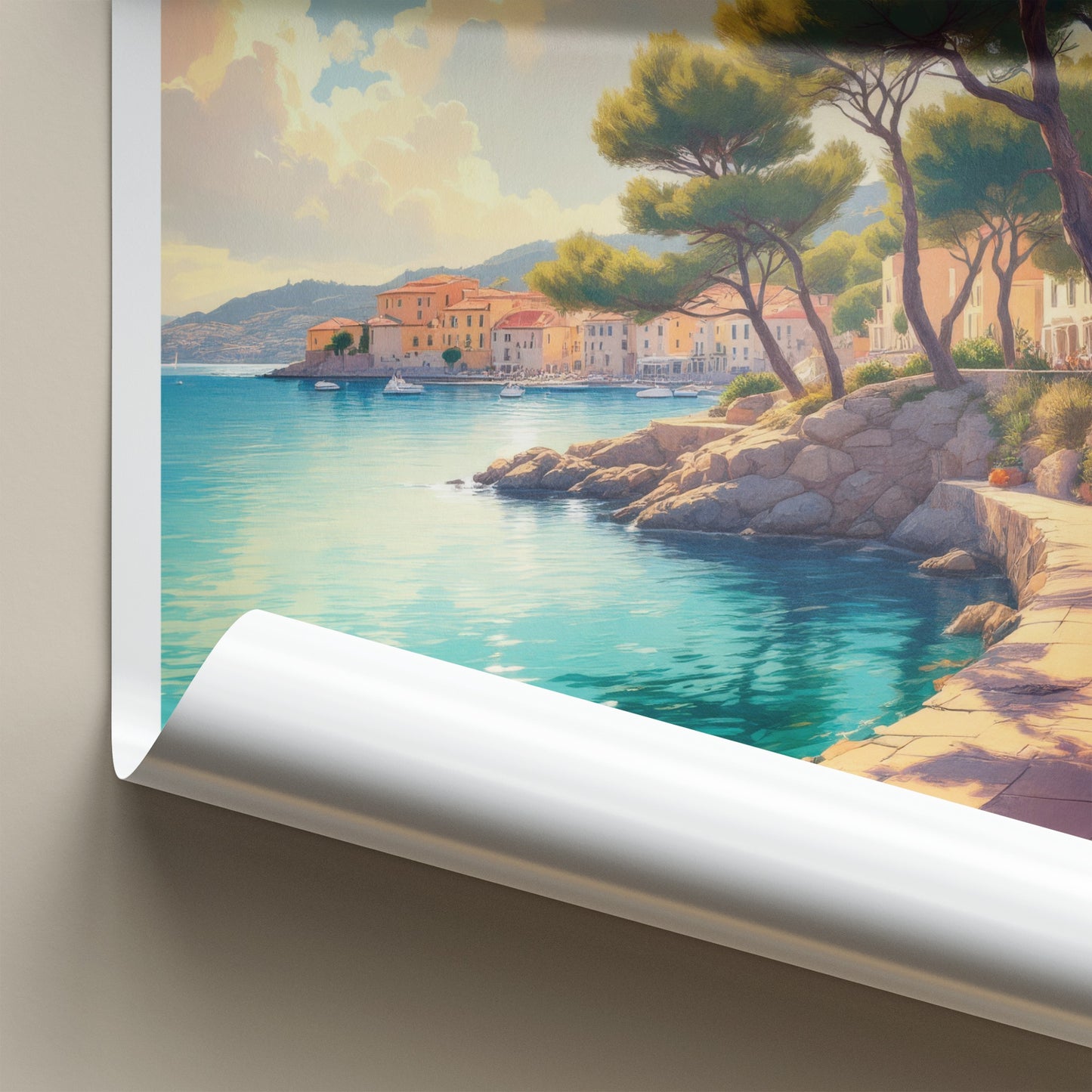 Mallorca Poster - Spain Travel Art - Sunny Coastal Buildings Home Decor
