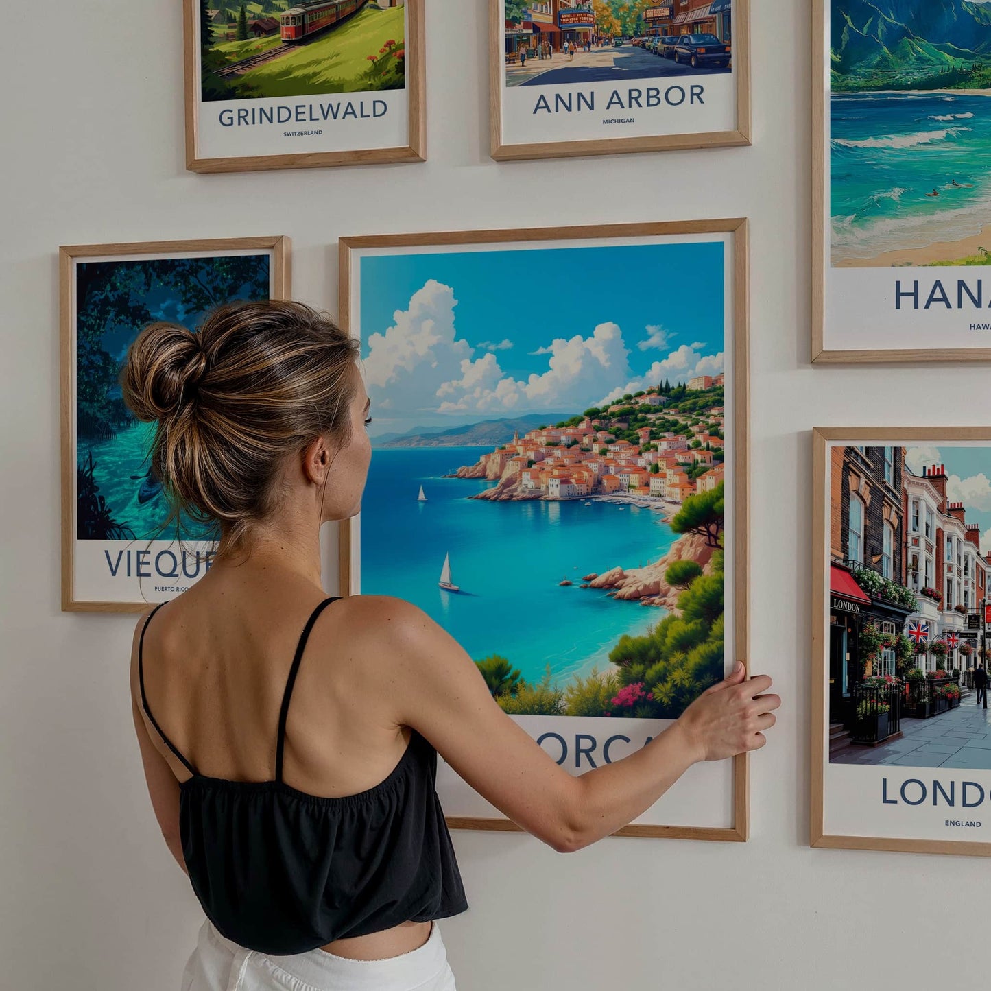 Mallorca Poster - Spain Travel Art - Sunny Mediterranean Village Home Decor