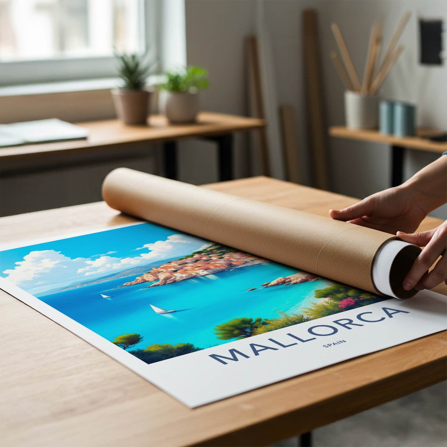 Mallorca Poster - Spain Travel Art - Sunny Mediterranean Village Home Decor