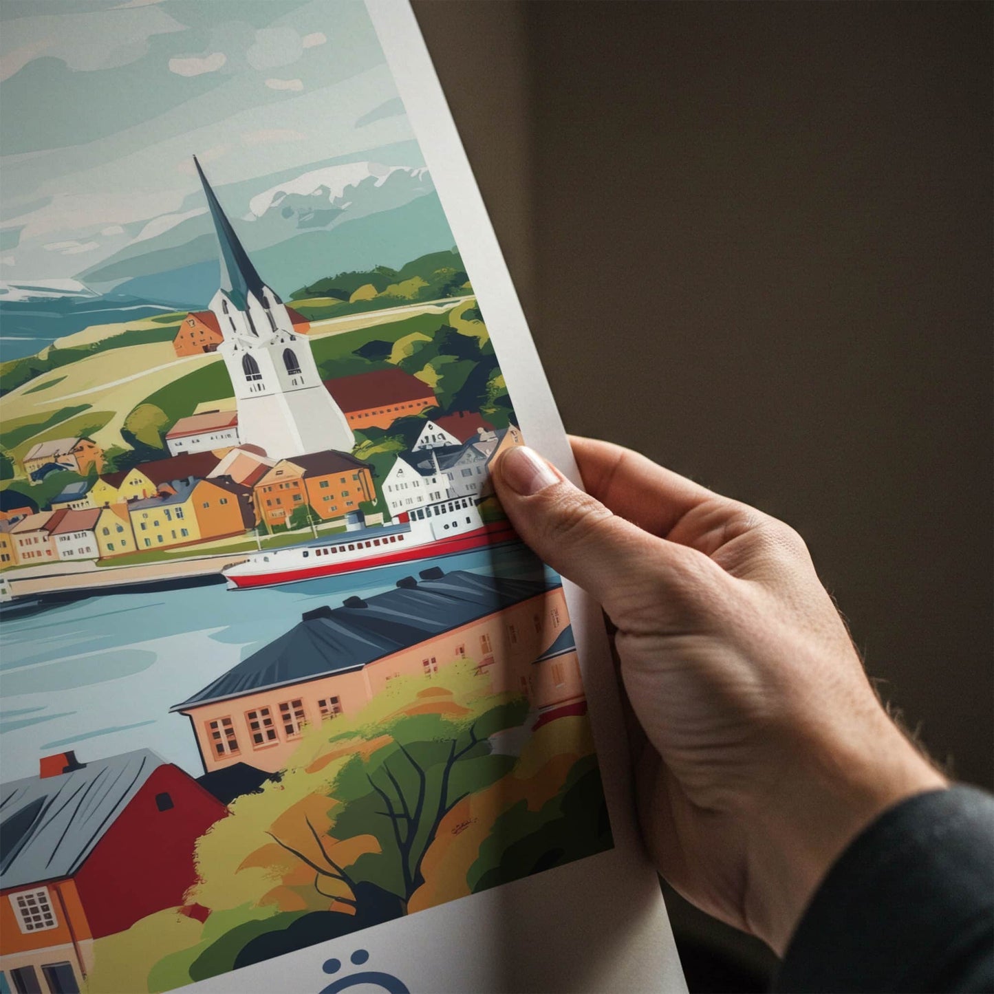 Malmo Poster - Sweden Travel Art - Scenic Waterfront Village Home Decor